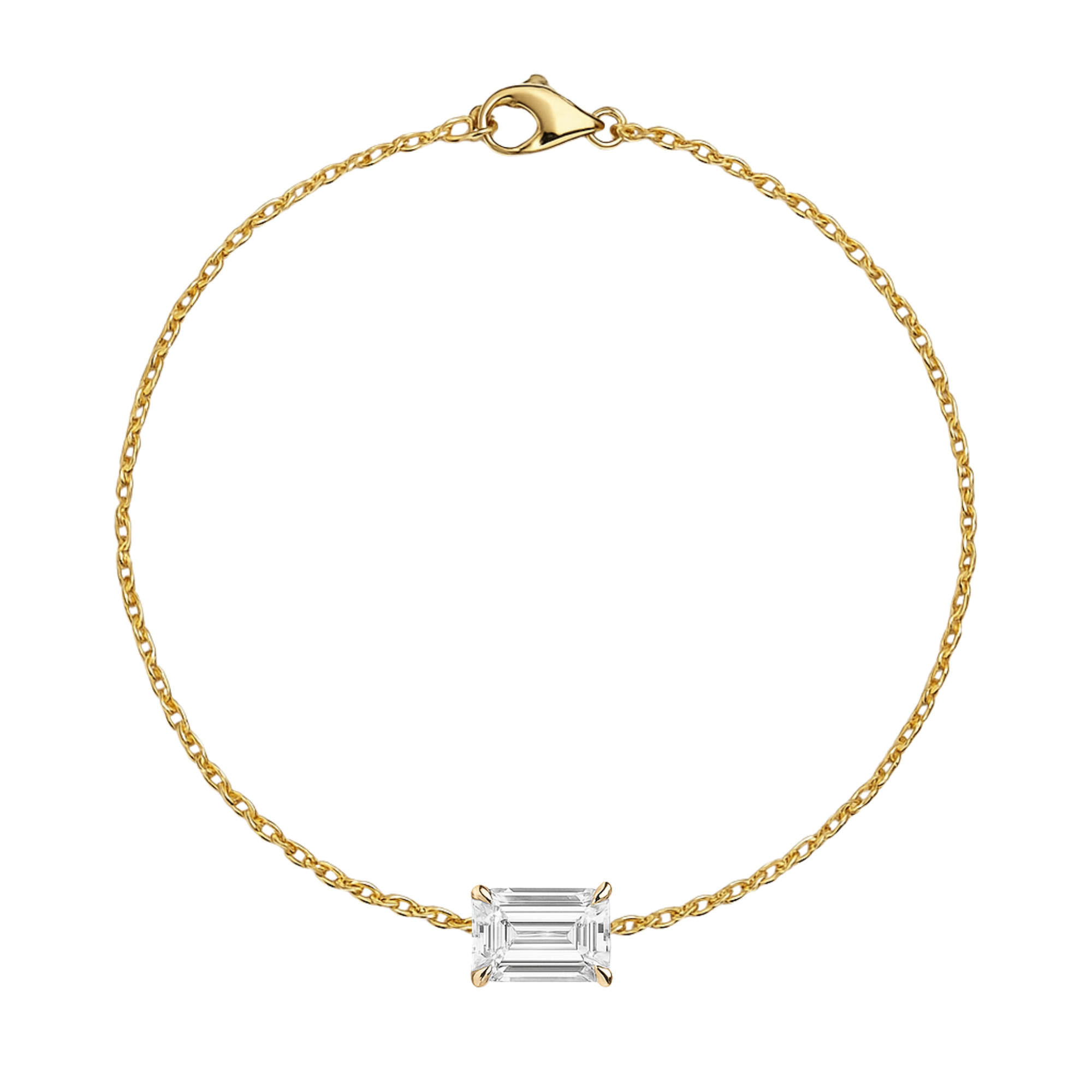 14K Emerald Cut Lab Grown Diamond Solitaire Bracelet