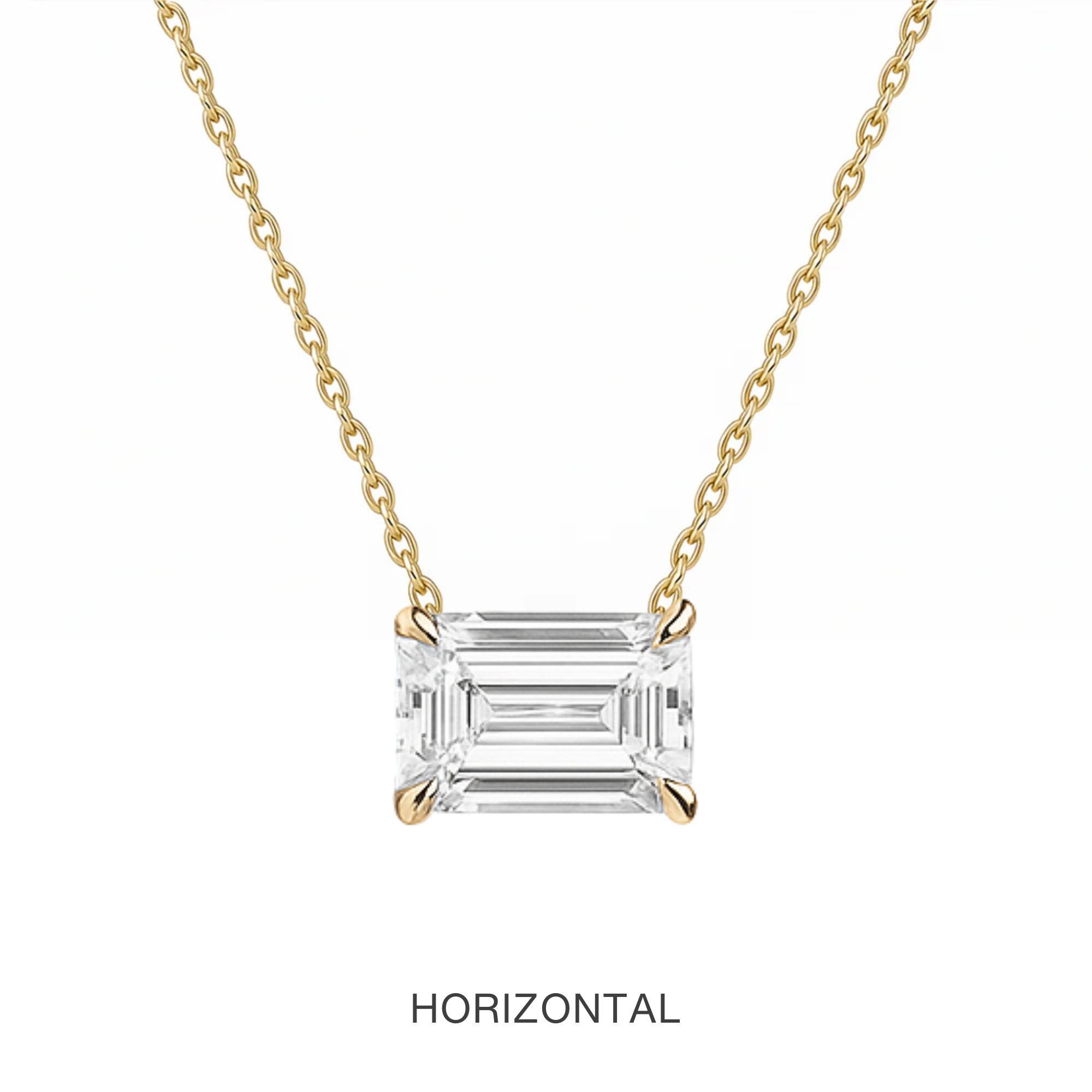 14K Emerald Lab Grown Diamond Solitaire Necklace