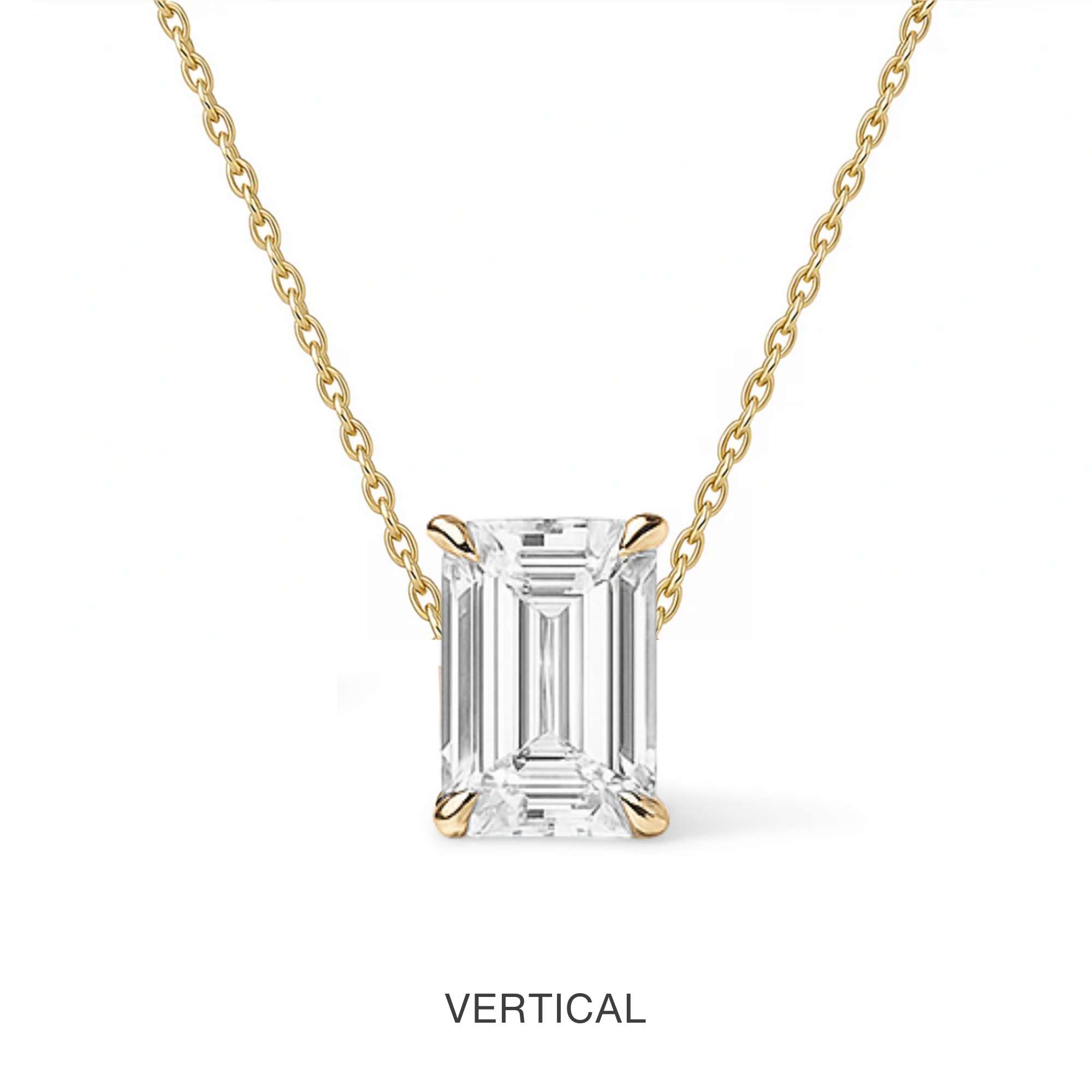 14K Emerald Lab Grown Diamond Solitaire Necklace
