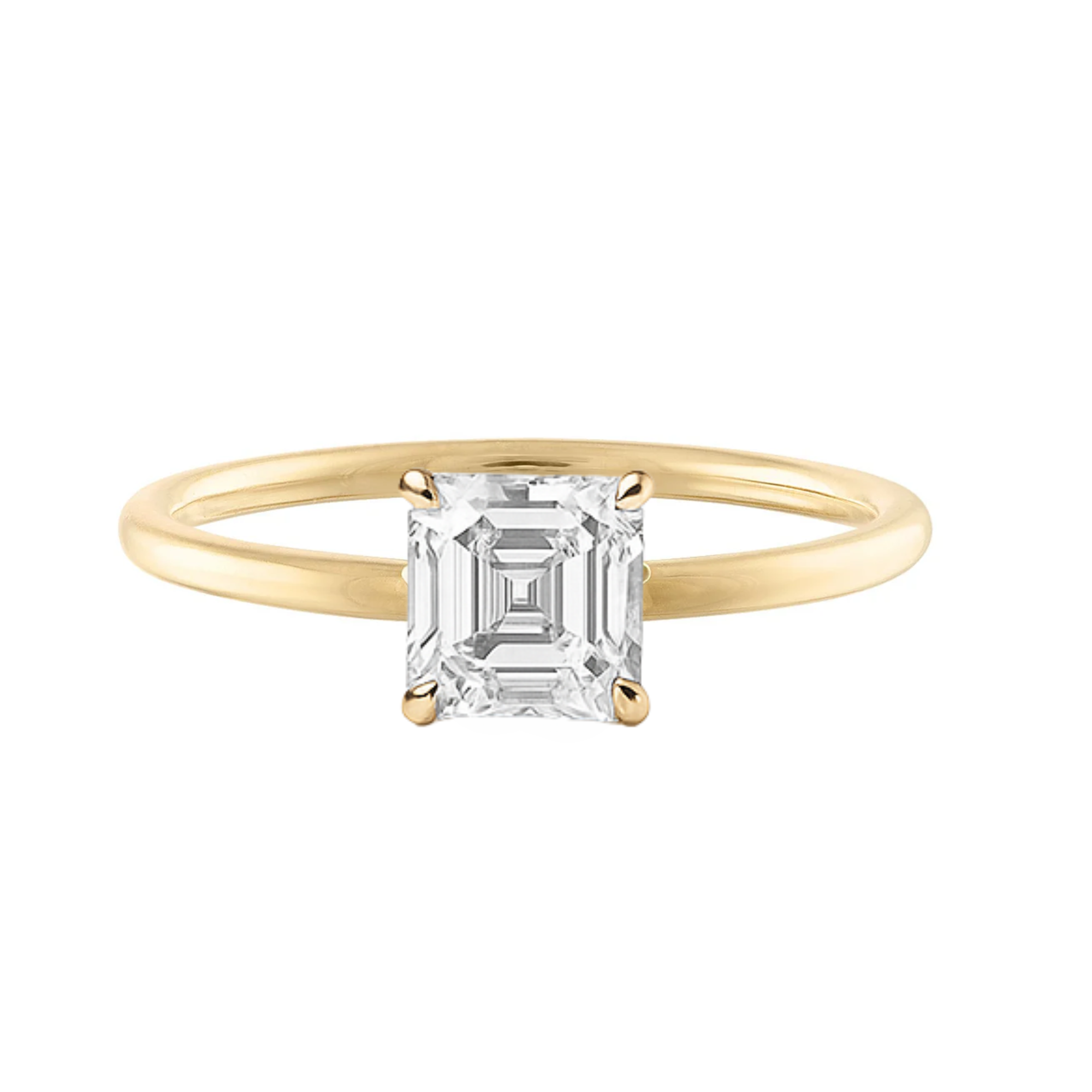 14K Asscher Lab Grown Diamond Solitaire Ring