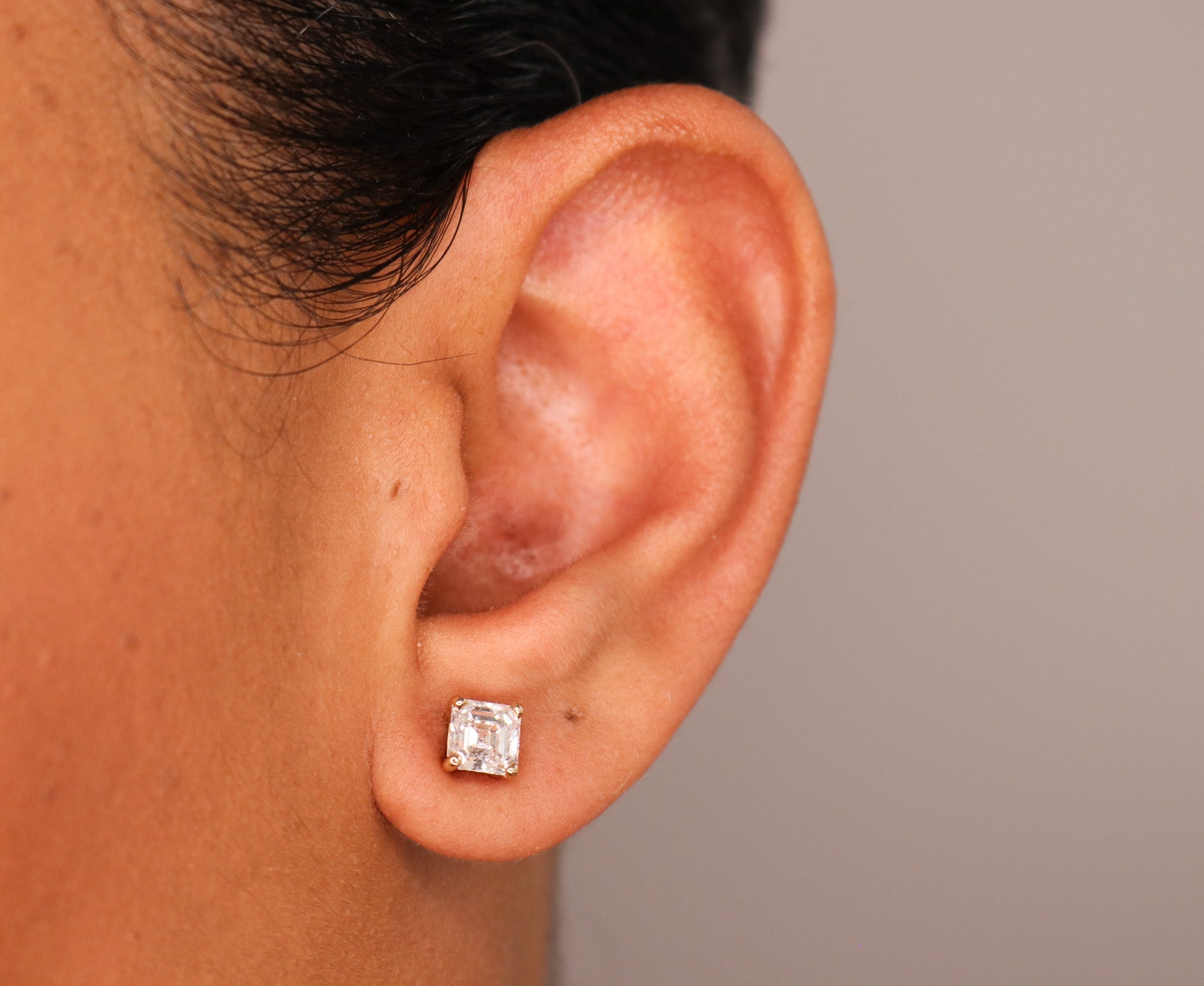 14K Asscher Cut Lab Grown Diamond Stud Earrings - Nolita