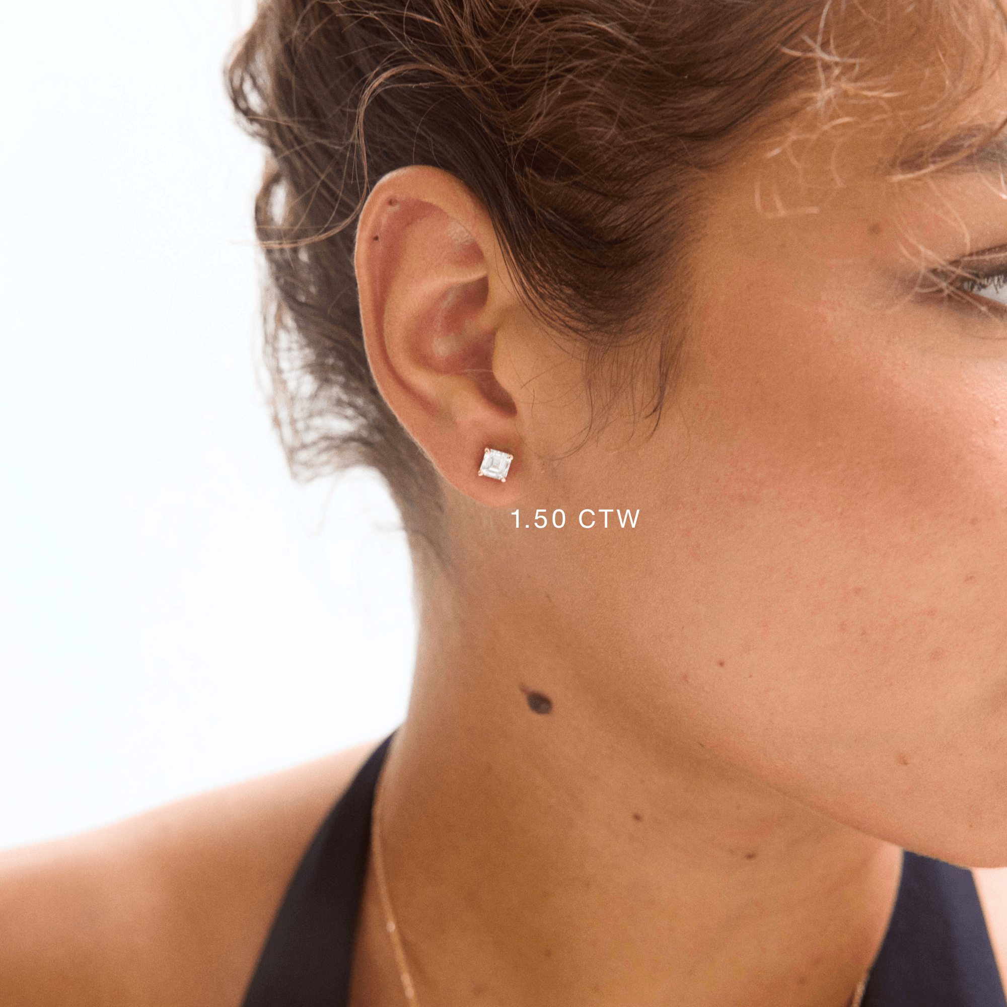 14K Asscher Cut Lab Grown Diamond Stud Earrings - Nolita