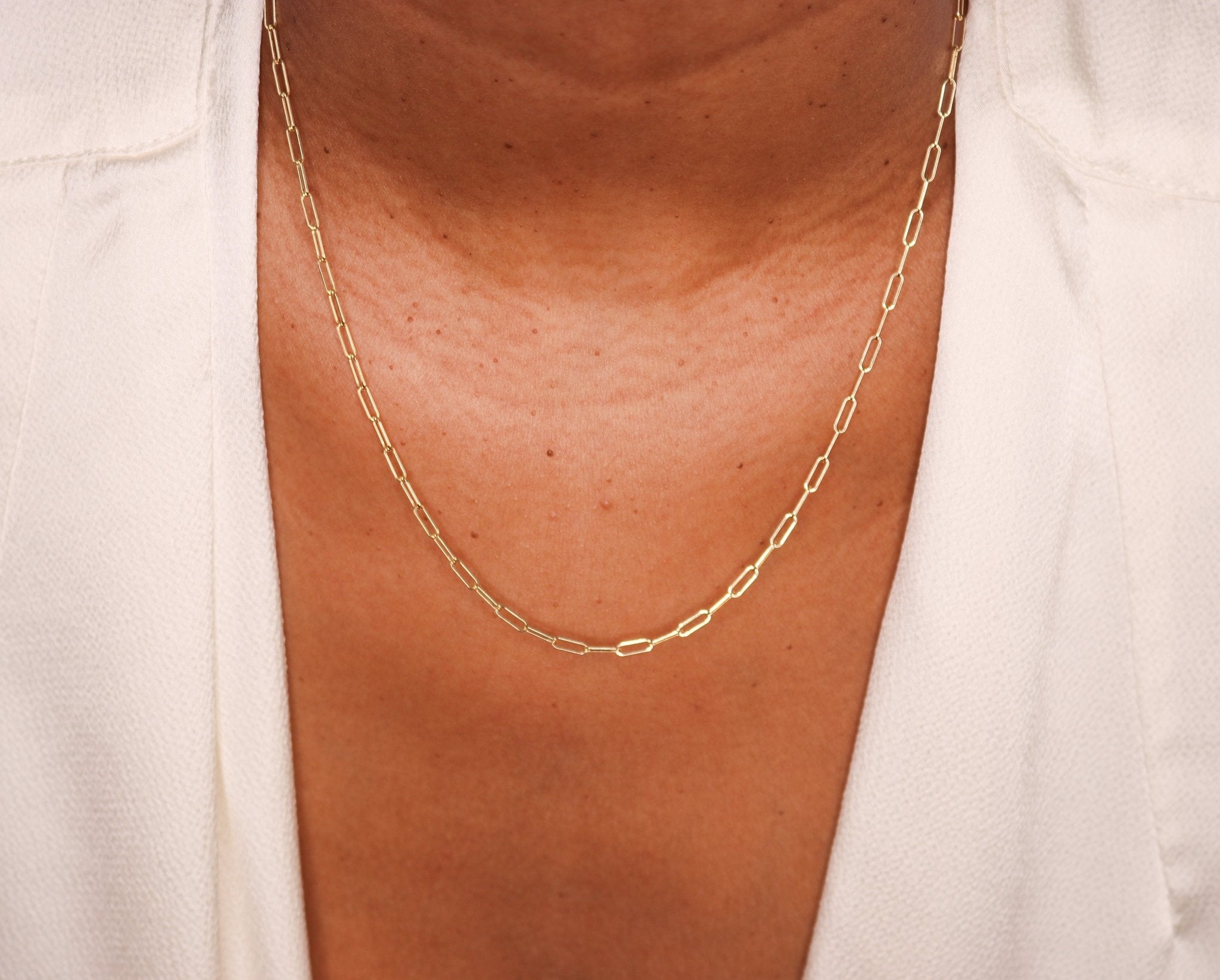 14K Baby Paperclip Chain Necklace - Nolita