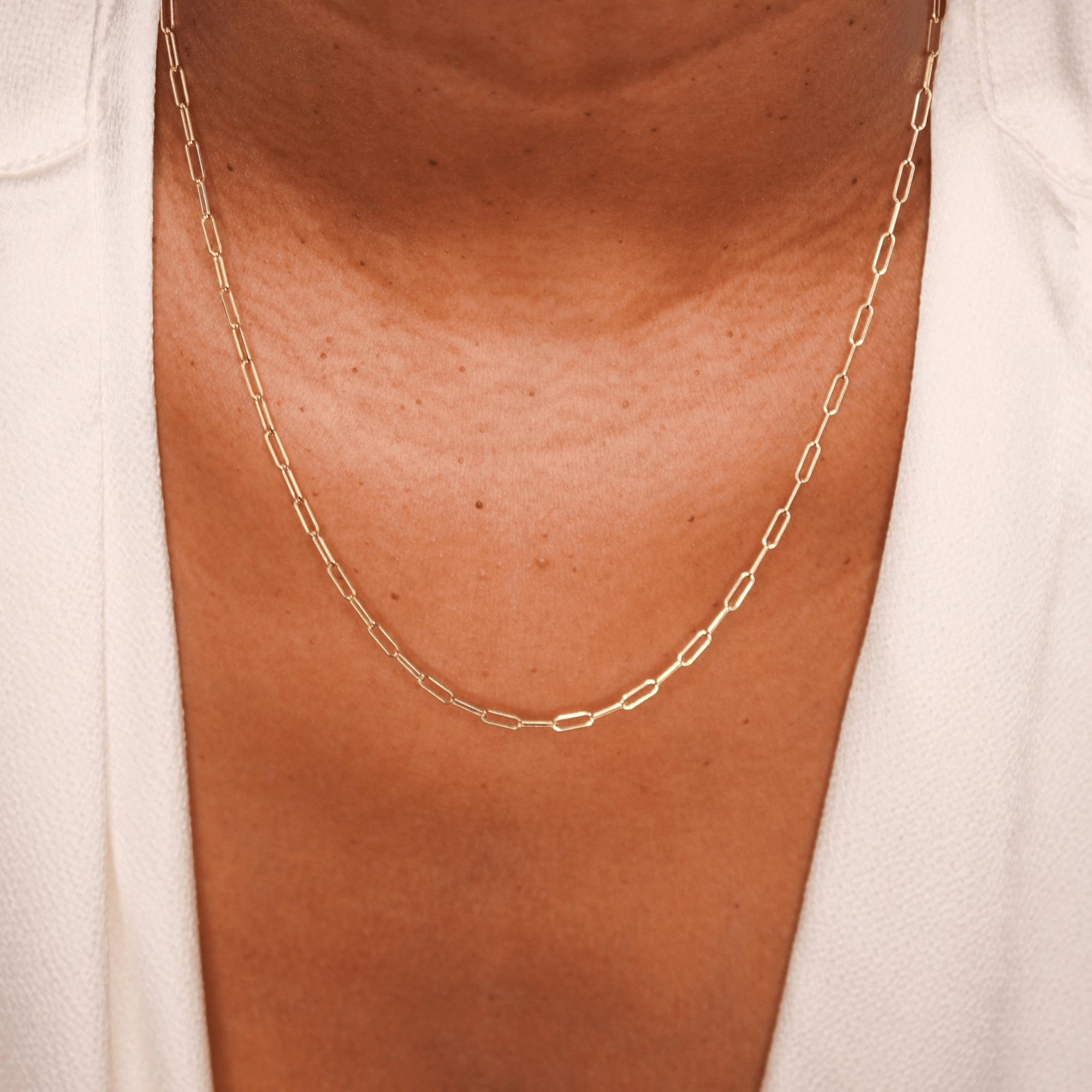 14K Baby Paperclip Chain Necklace - Nolita