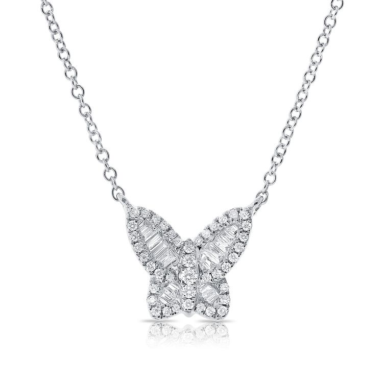 14K Baguette Butterfly Necklace - Nolita