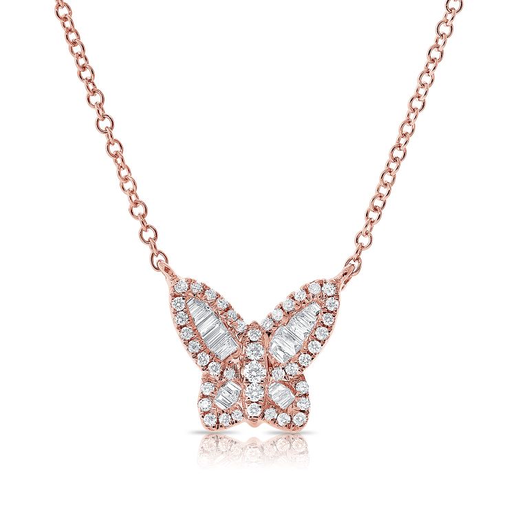 14K Baguette Butterfly Necklace - Nolita
