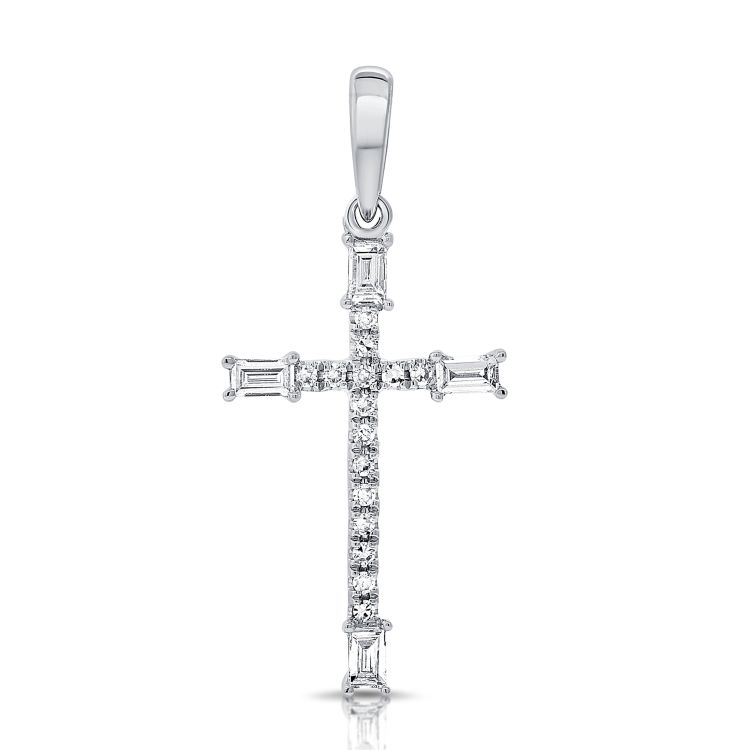 14K Baguette Cross Pendant - Nolita