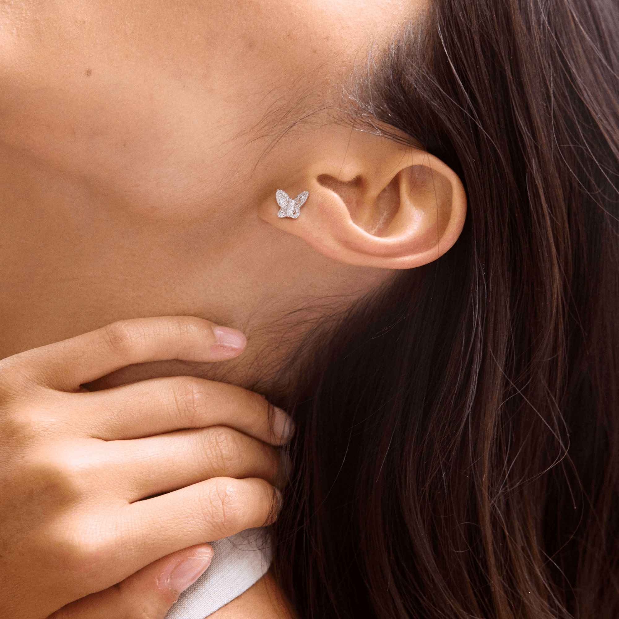14K Baguette Diamond Butterfly Stud Earrings - Nolita