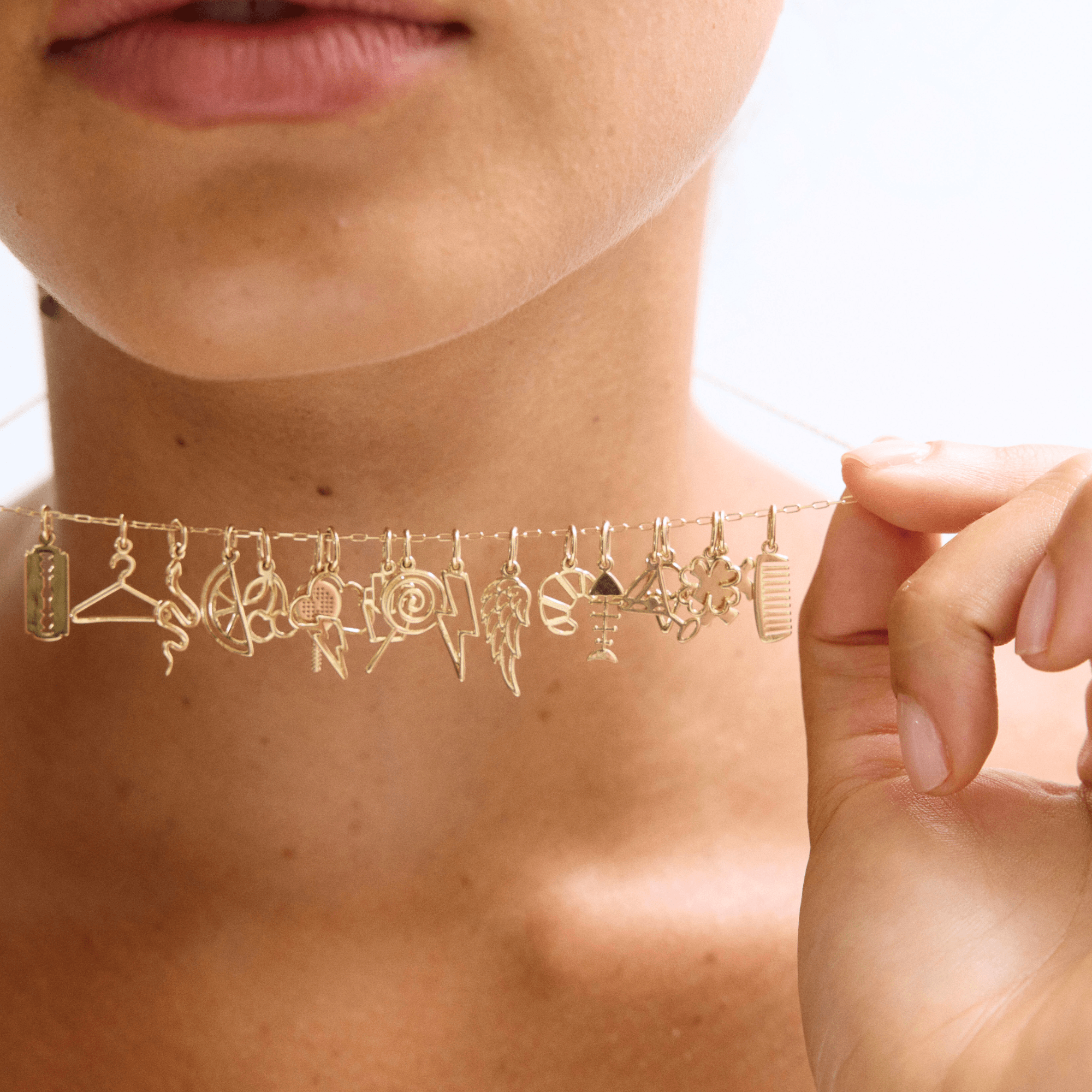 14K Cloud Lighting Bolt Charm - Nolita