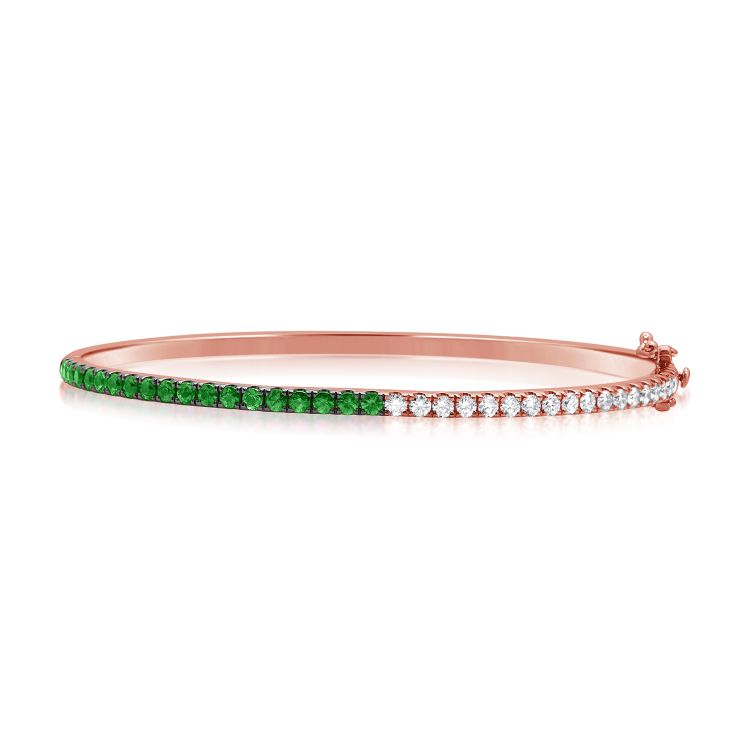 14K Diamond and Emerald Bangle - Nolita
