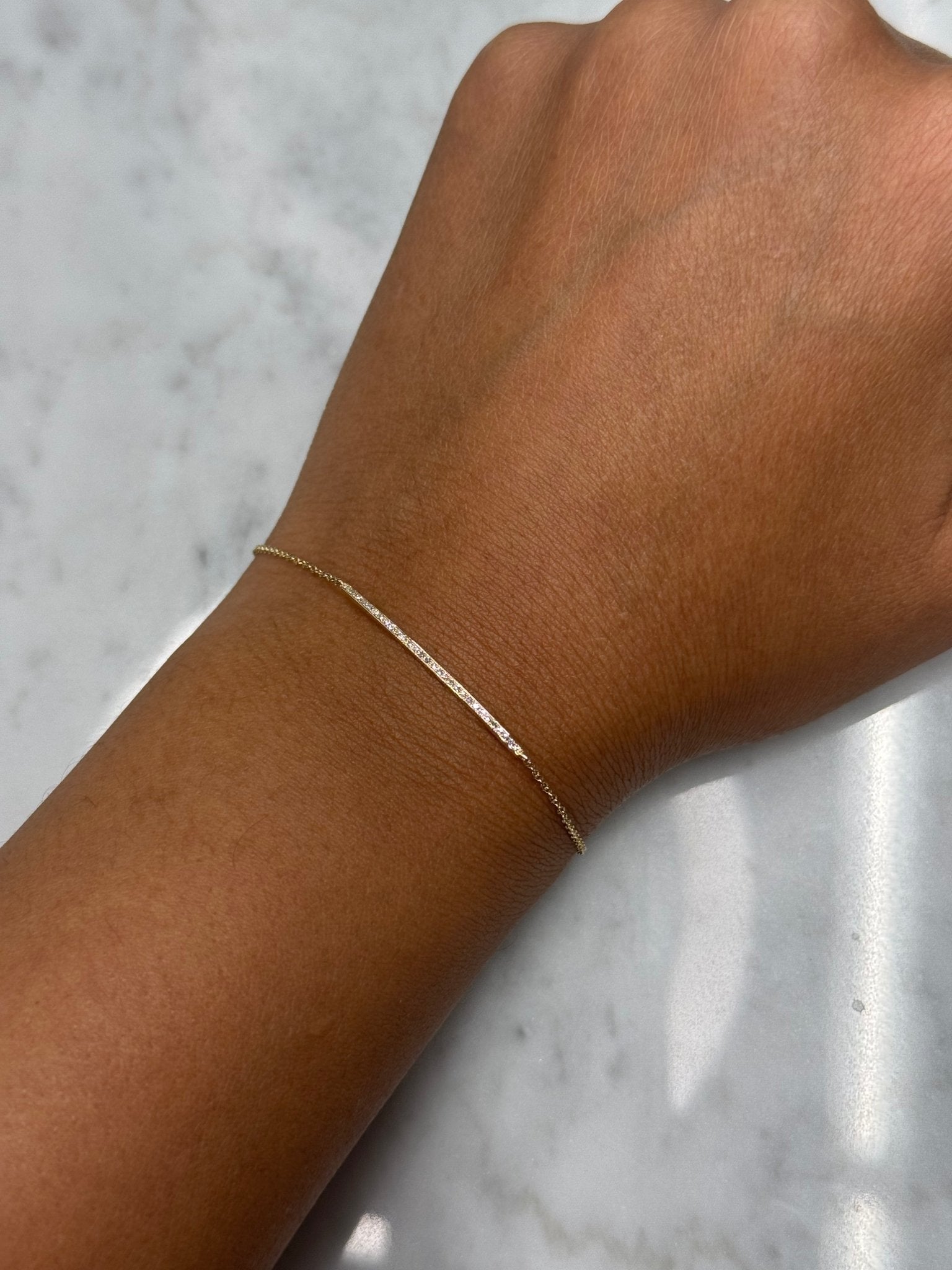 14K Diamond Bar Bracelet - Nolita
