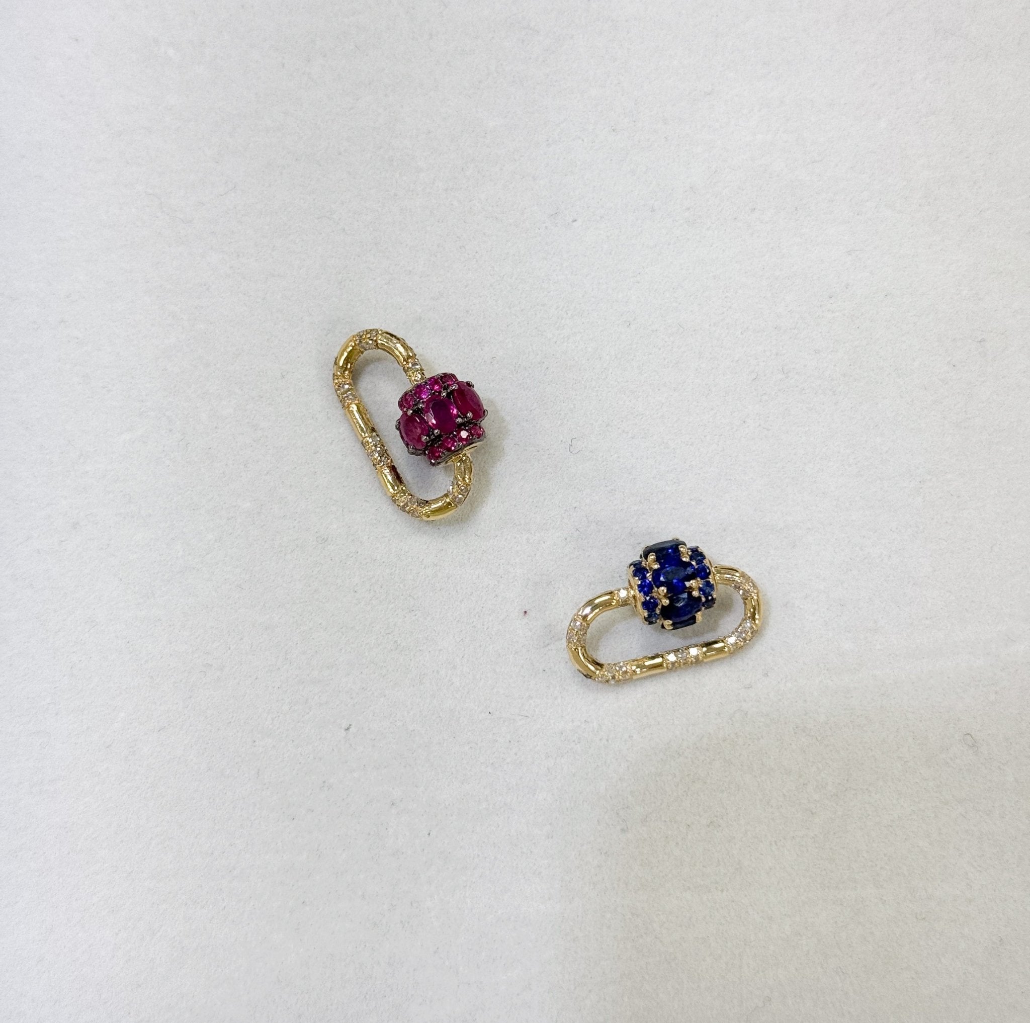 14K Diamond Emerald Carabiner Lock - Nolita