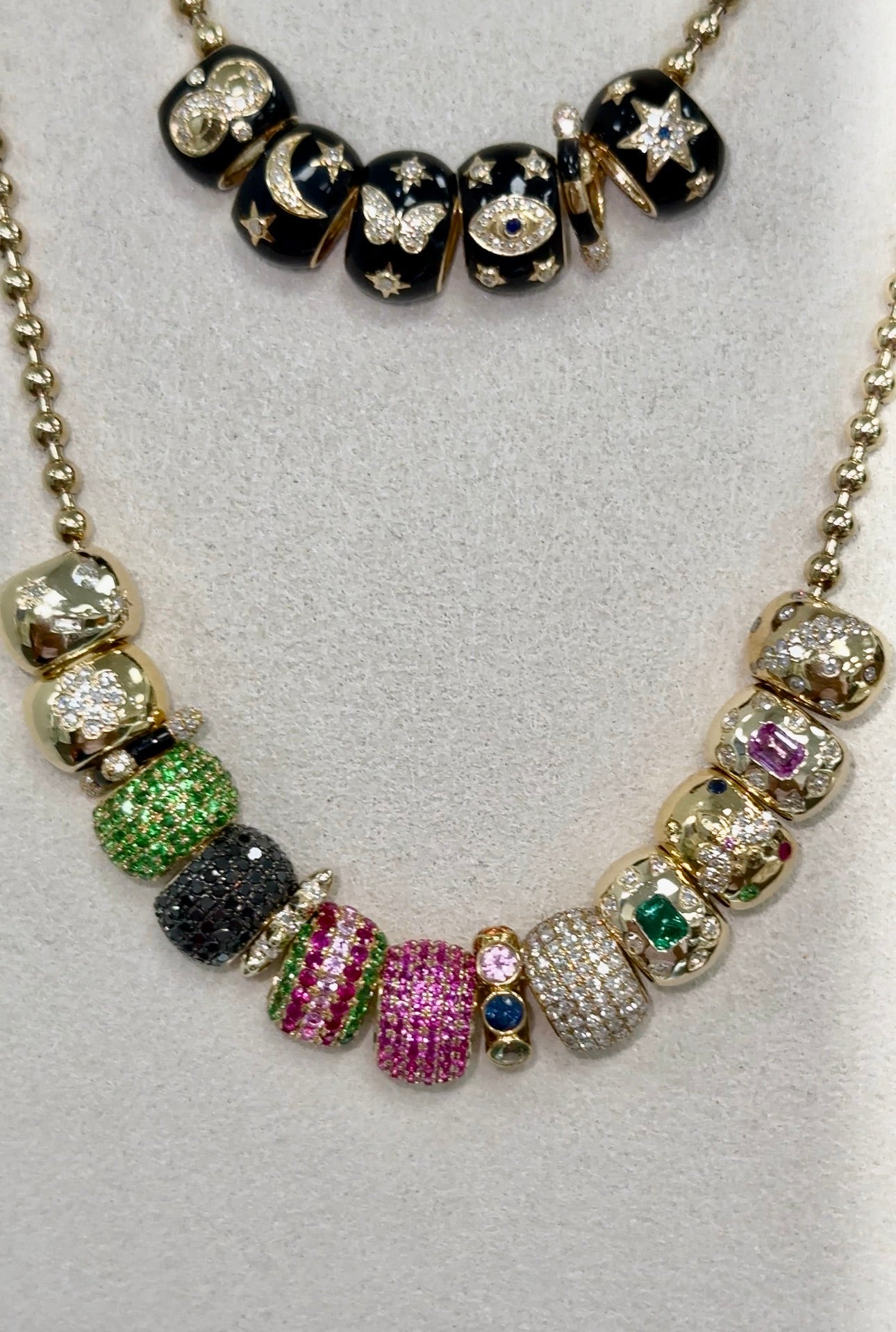 14K Diamond Emerald Spacer Bead - Nolita