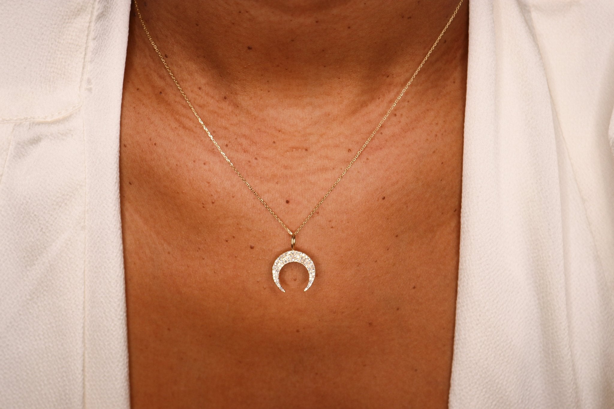 14K Diamond Horn Charm - Nolita