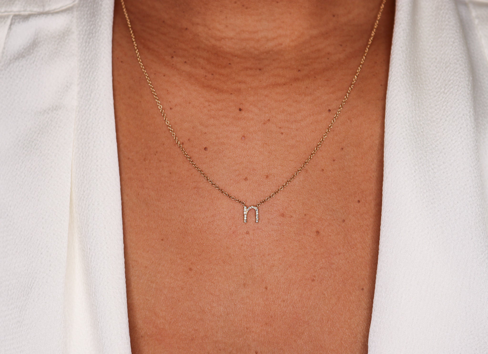 14K Diamond Initial Necklace - Lowercase - Nolita