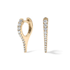14K Diamond Long Spike Huggie Earrings