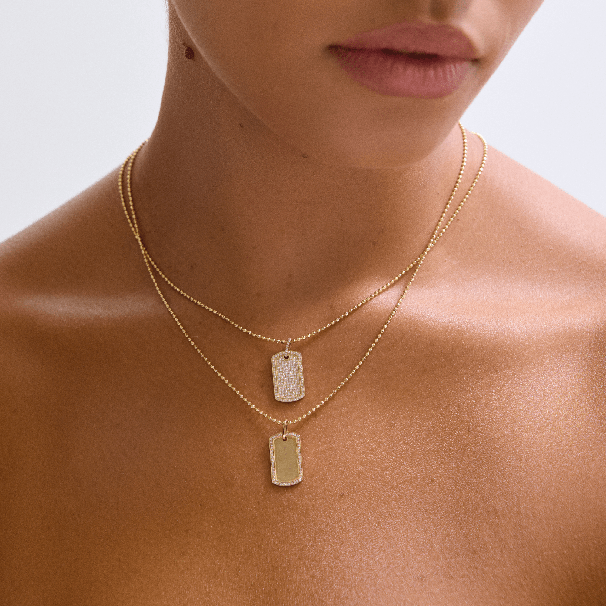 14K Diamond Outlined Dog Tag - Nolita