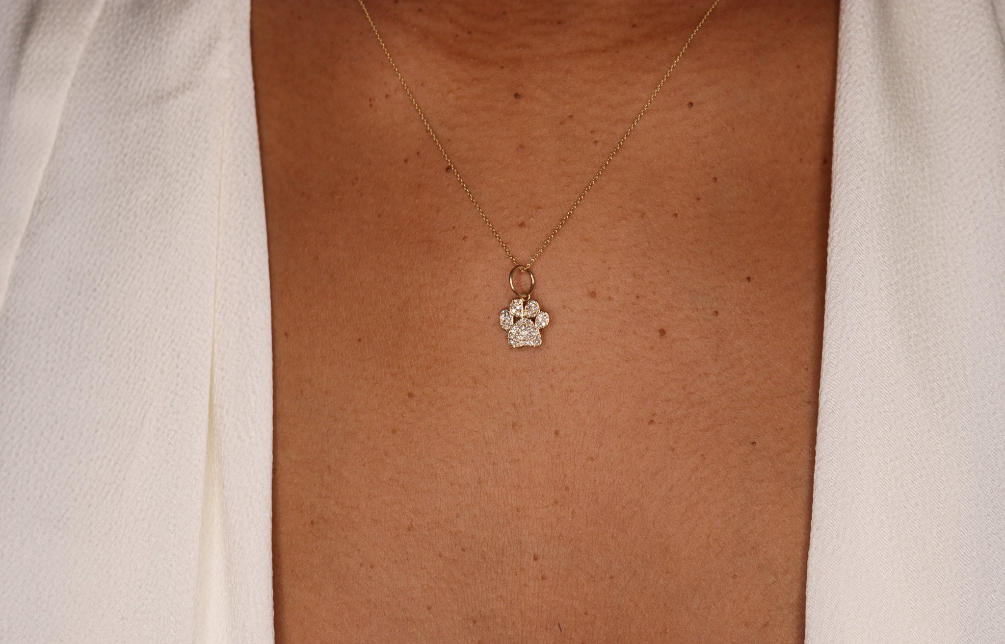 14K Diamond Paw Print Charm - Nolita