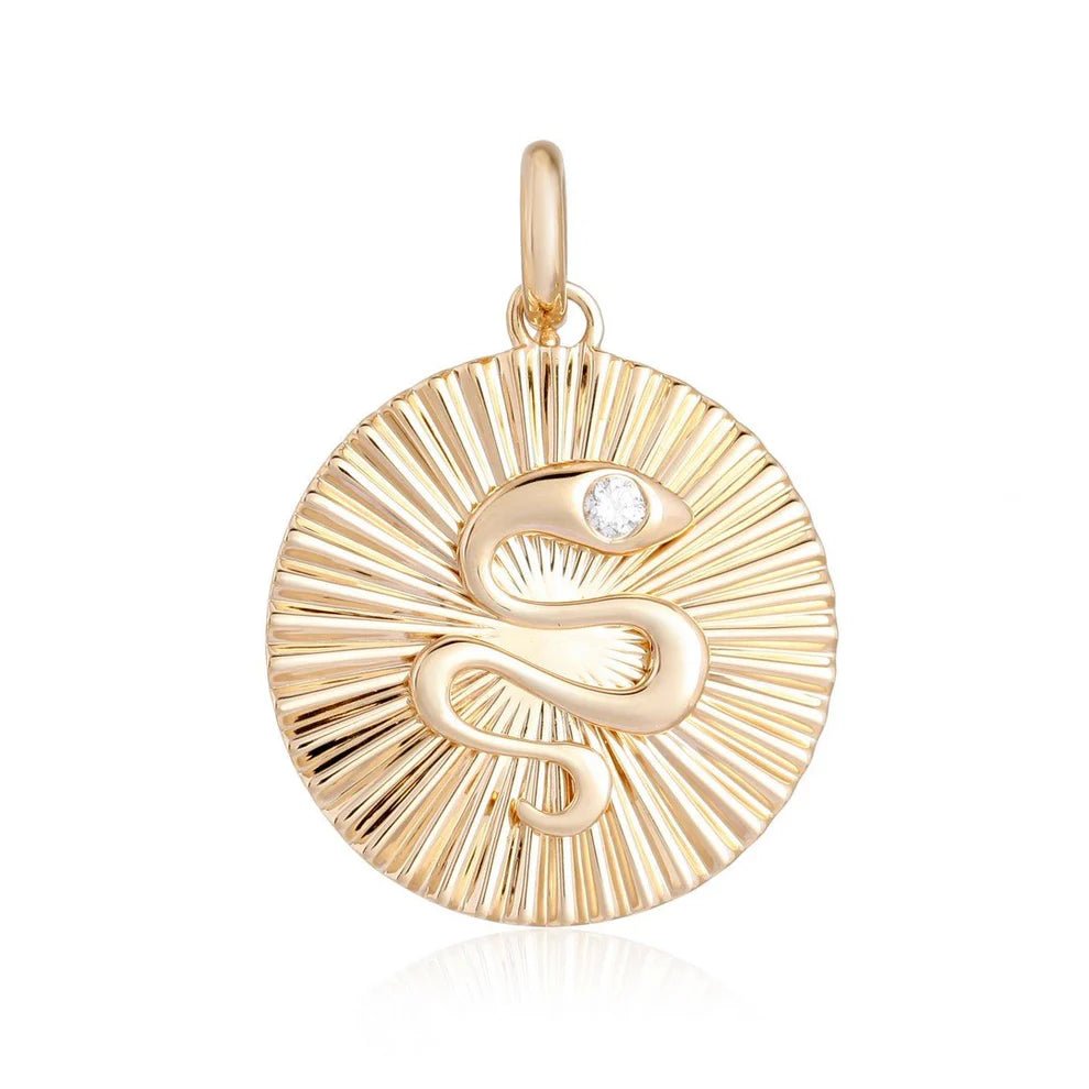 14K Diamond Snake Medallion - Nolita