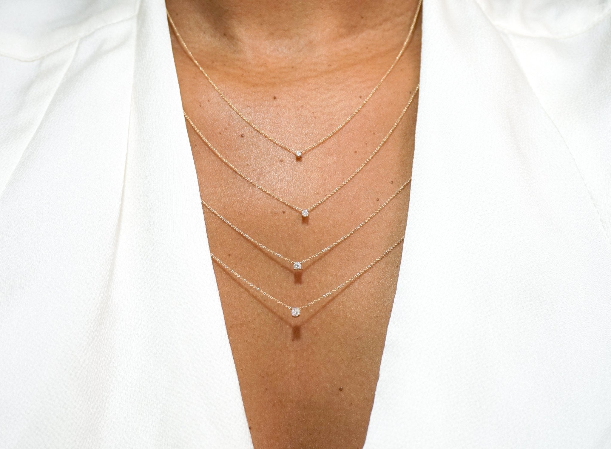 14K Diamond Solitaire Necklace - Nolita