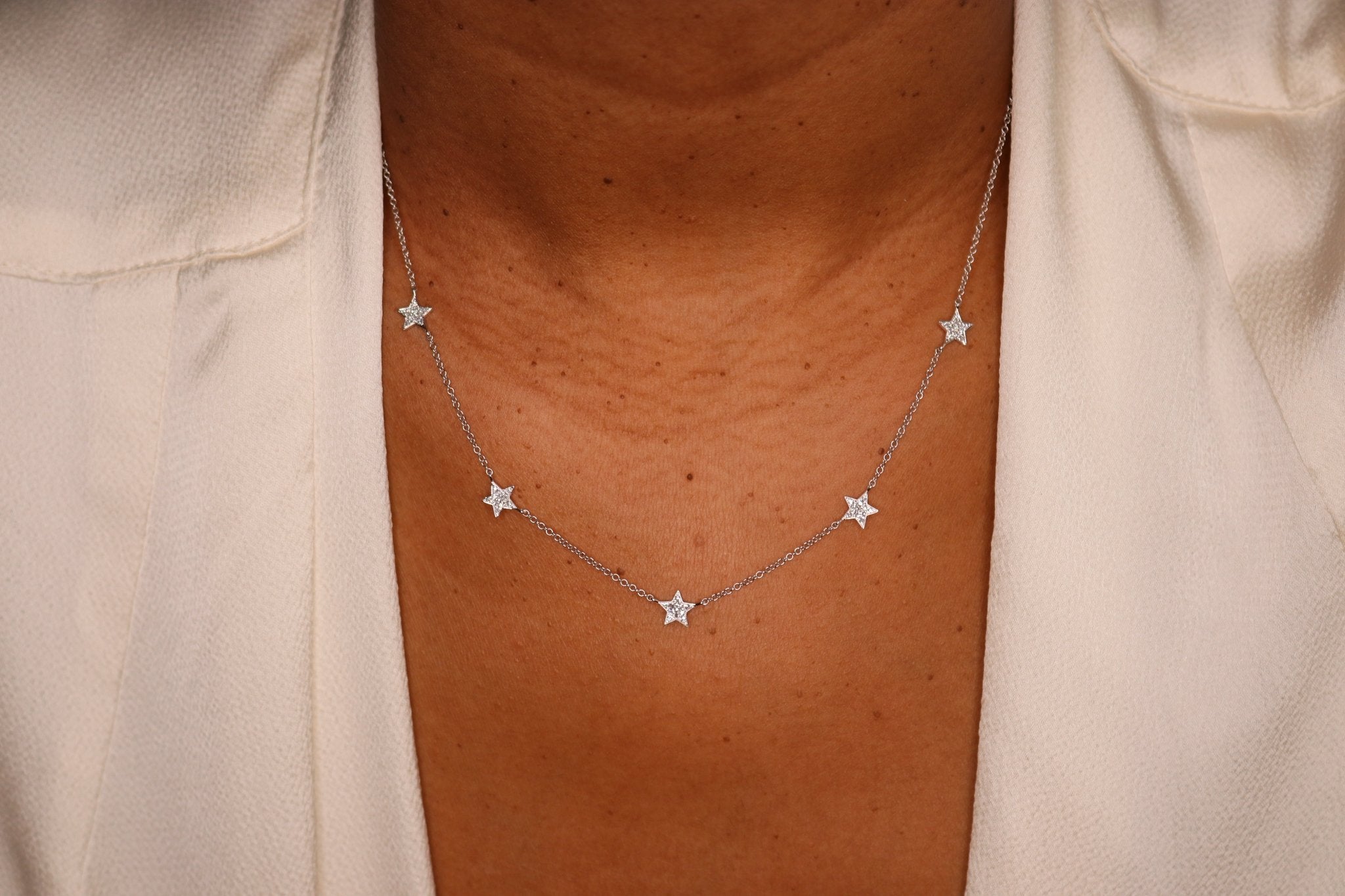 14K Diamond Star Station Necklace - Nolita