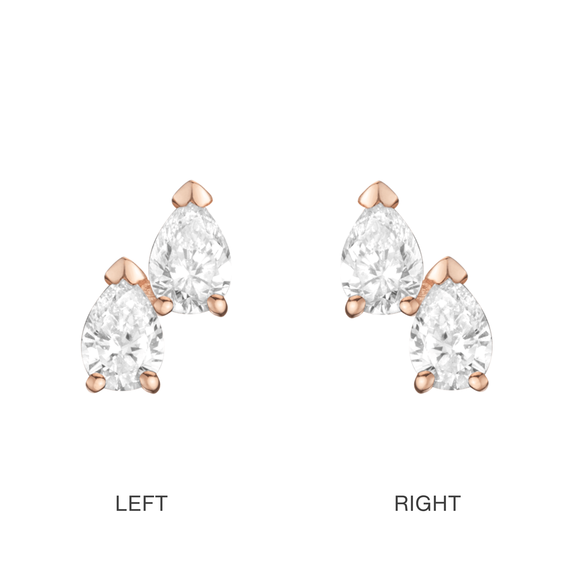 14K Double Pear Lab Diamond Stud Earrings - Nolita