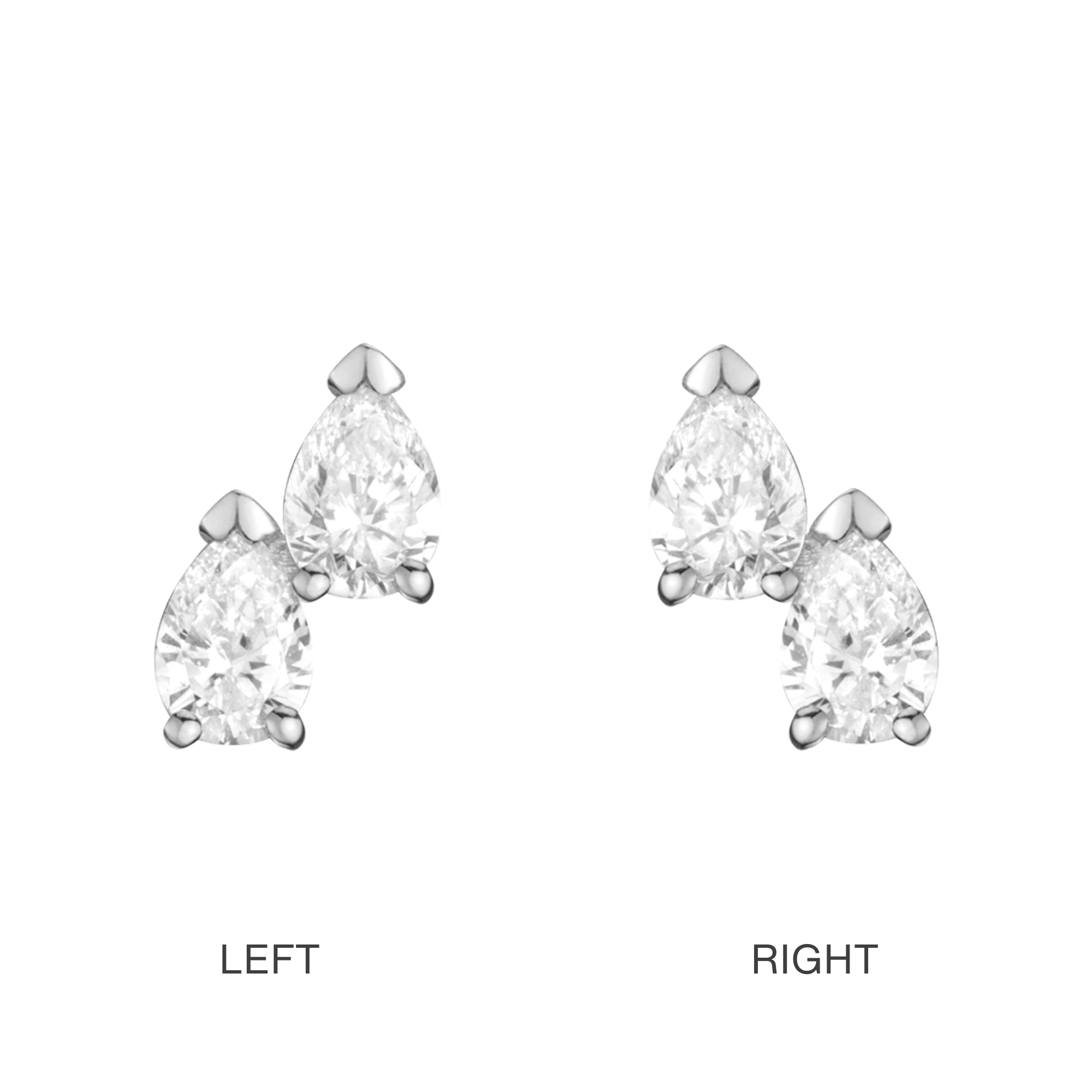 14K Double Pear Lab Diamond Stud Earrings - Nolita