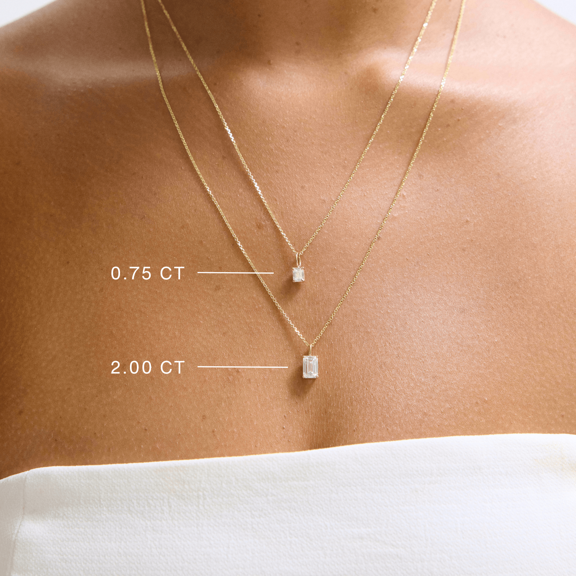 14K Emerald Cut Lab Grown Diamond Pendant - Nolita