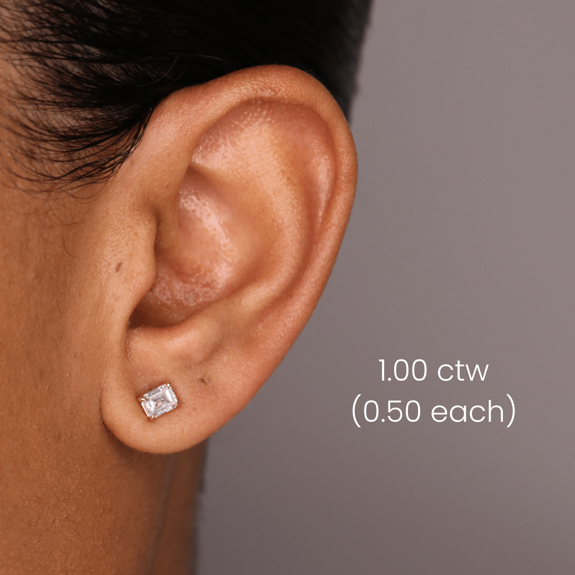 14K Emerald Cut Lab Grown Diamond Stud Earrings - Nolita
