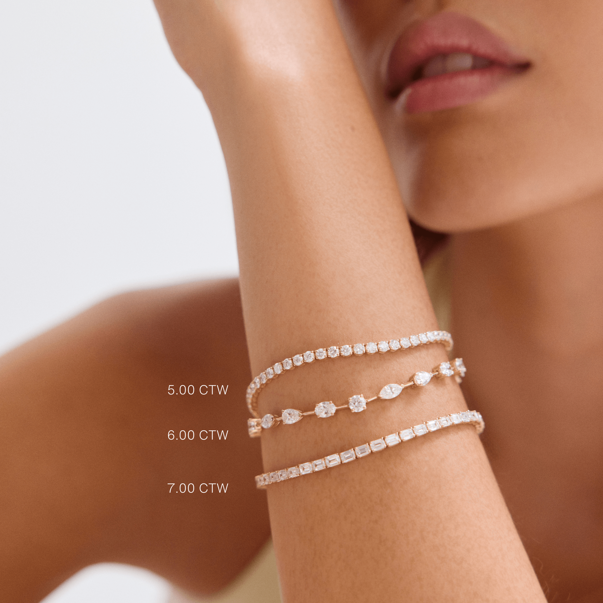 14K Emerald Cut Lab Grown Diamond Tennis Bracelet - Nolita