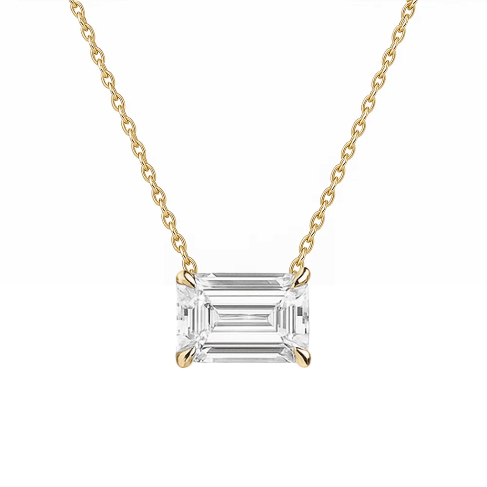 14K Emerald Lab Grown Diamond Solitaire Necklace - Nolita
