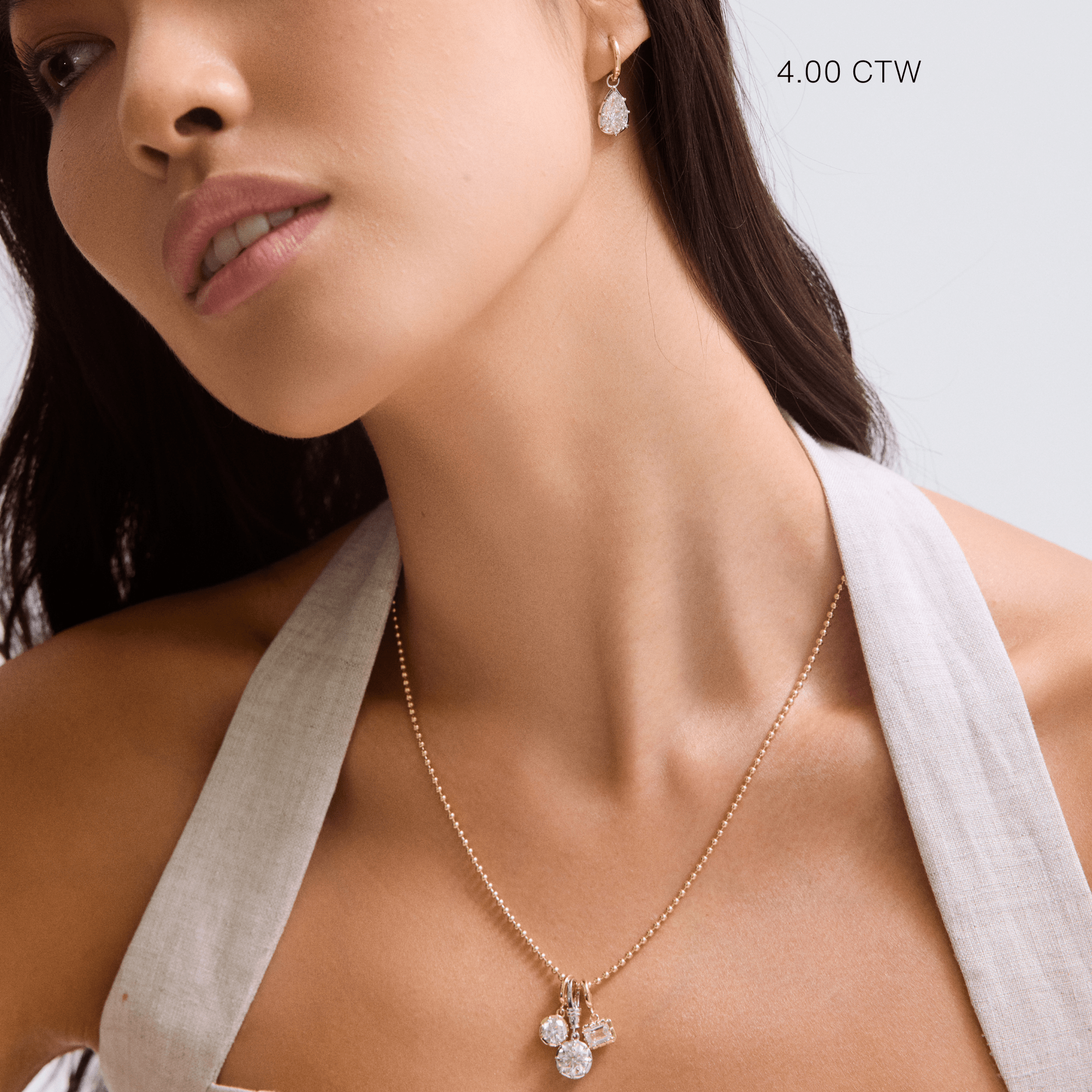 14K Georgian Pear Lab Diamond Hoop Earrings - Nolita