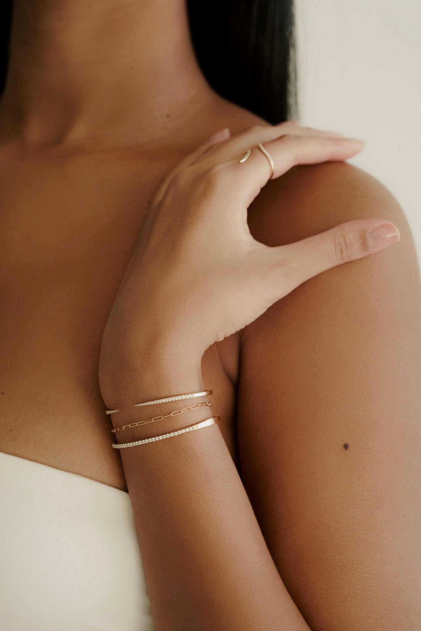 14K Gold Baby Rectangle Paperclip Chain Bracelet - Nolita