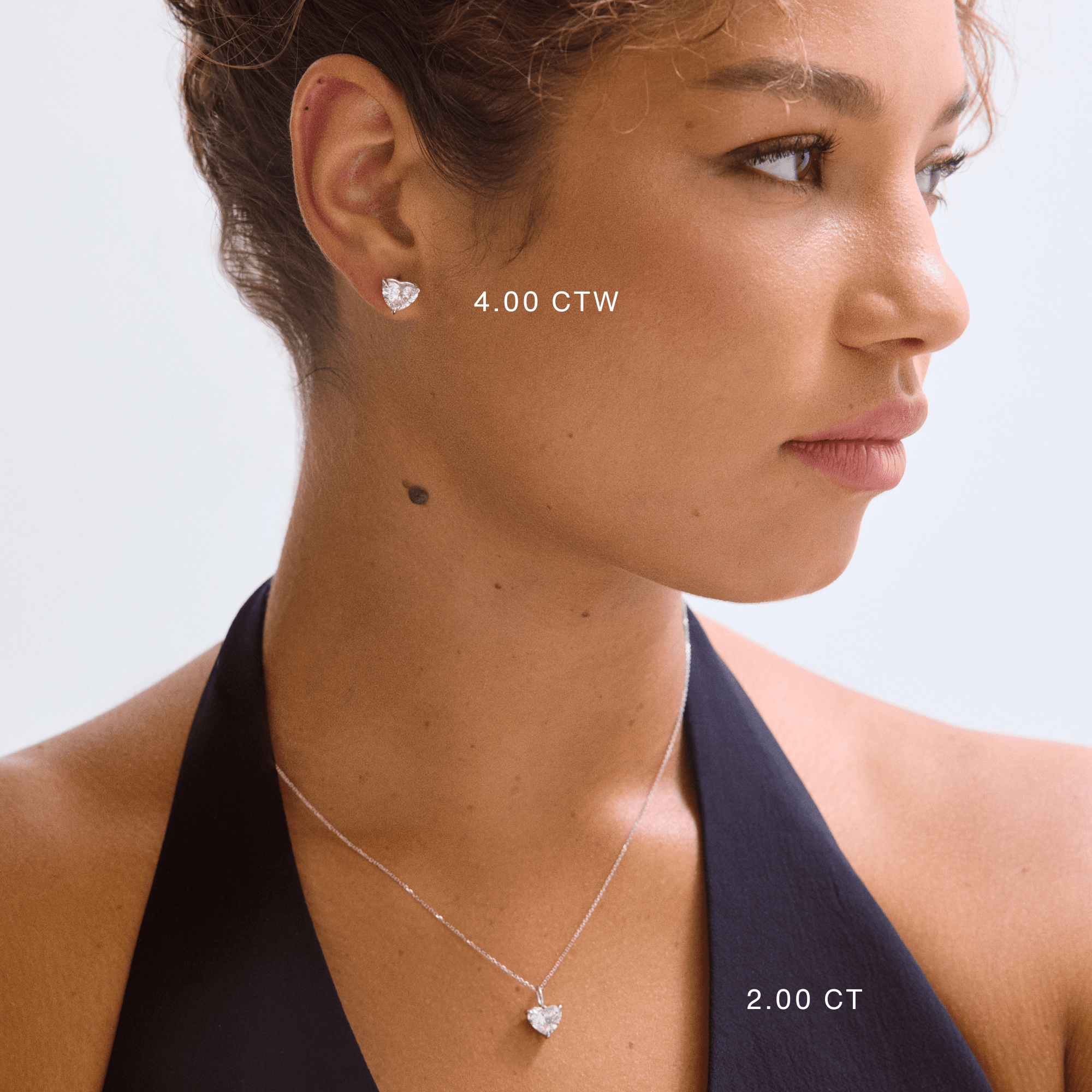 14K Heart Lab Grown Diamond Stud Earrings - Nolita