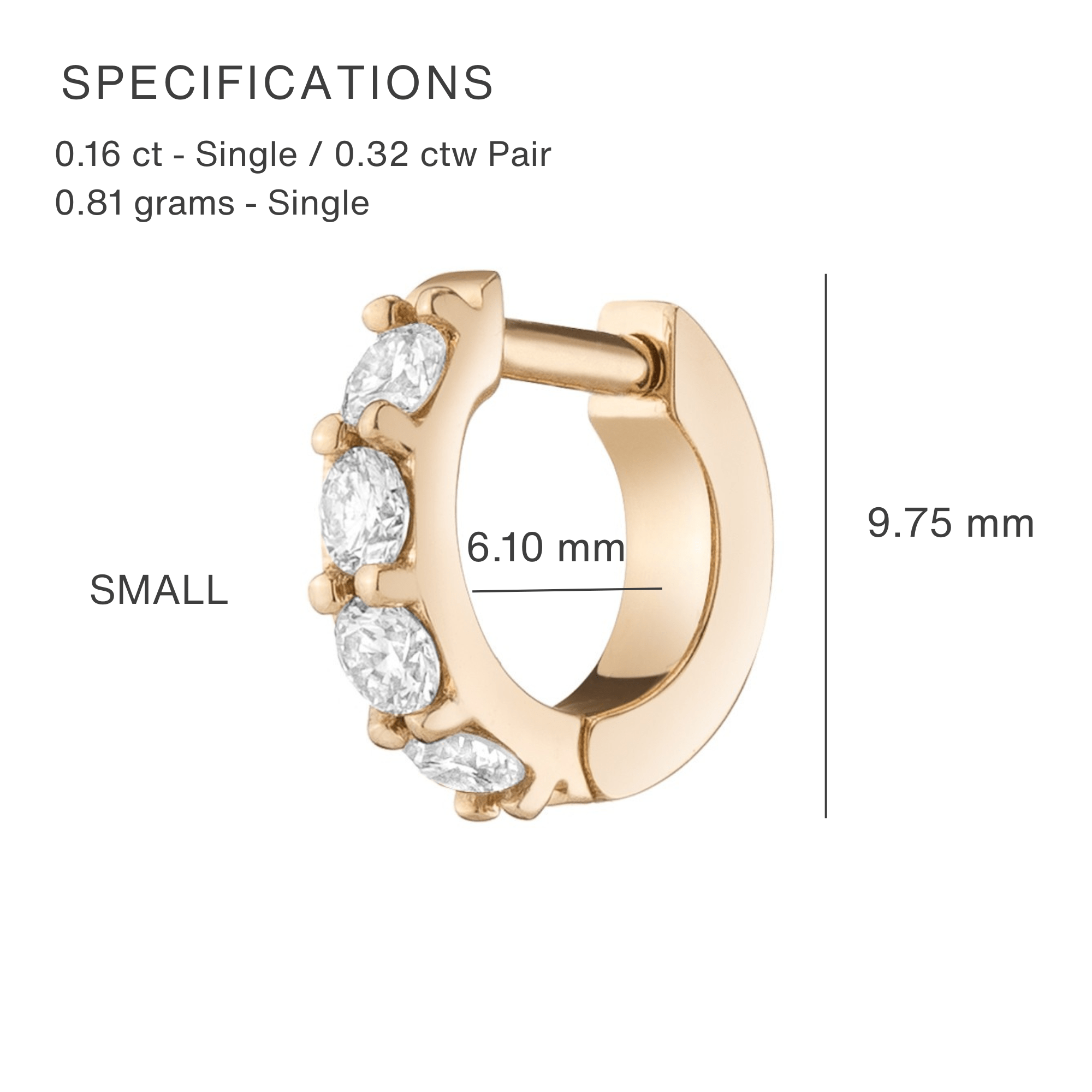 14K Lab Diamond Bold Huggie Hoop Earrings - Nolita