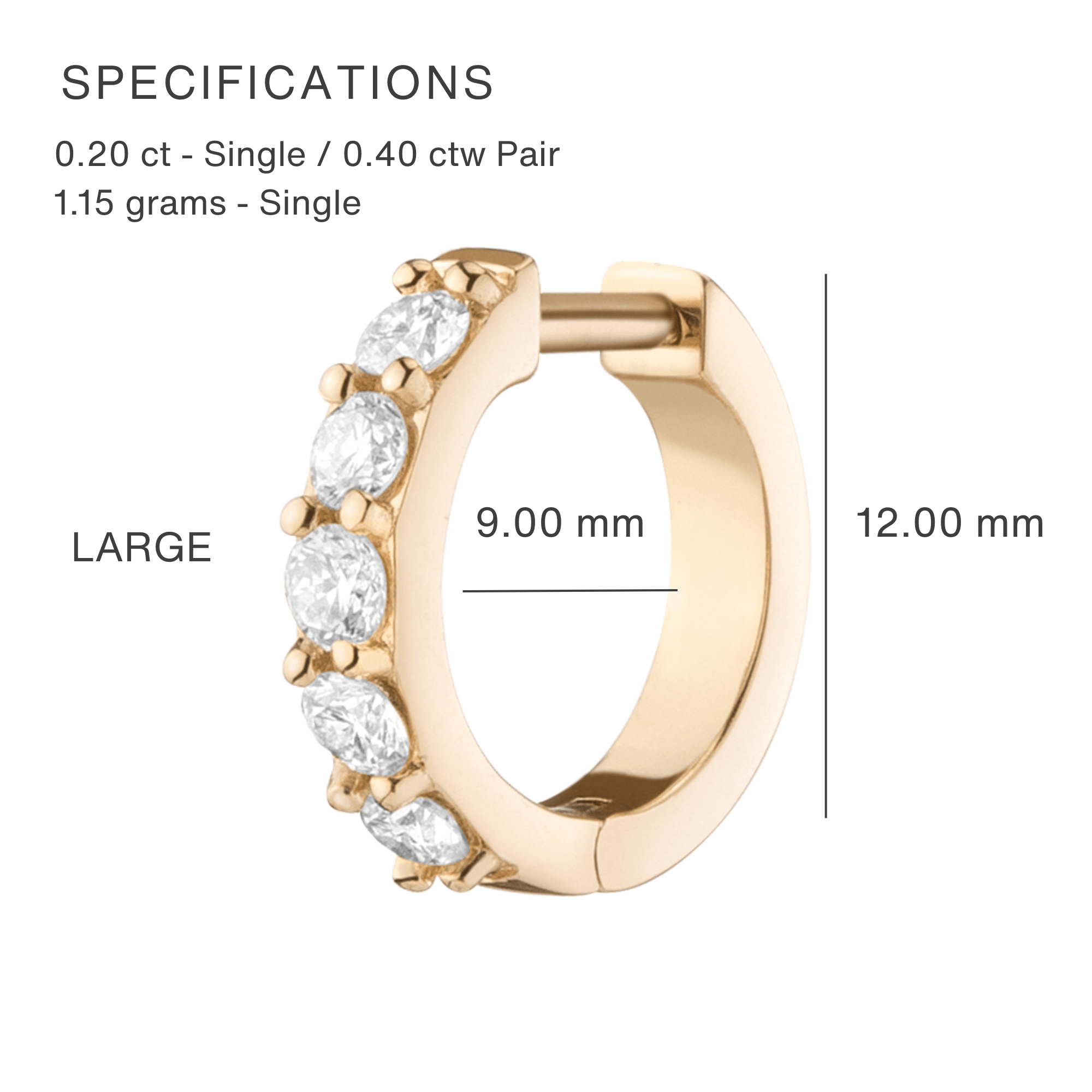 14K Lab Diamond Bold Huggie Hoop Earrings - Nolita