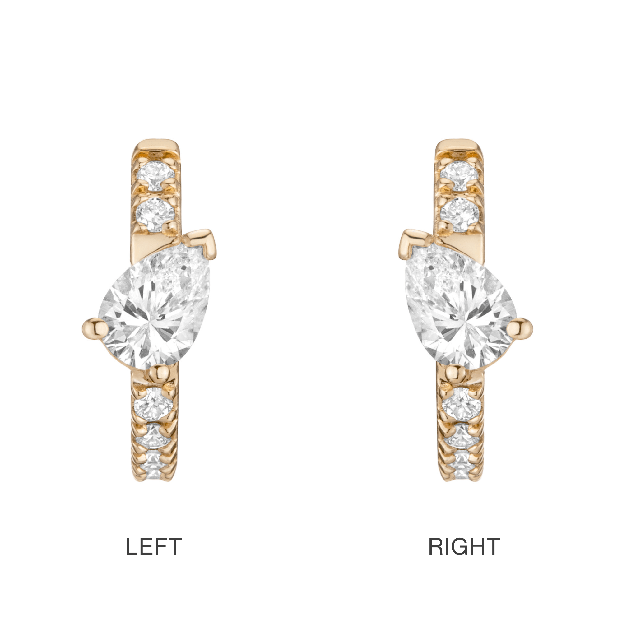 14K Lab Diamond Pear Huggie Hoop Earrings - Nolita