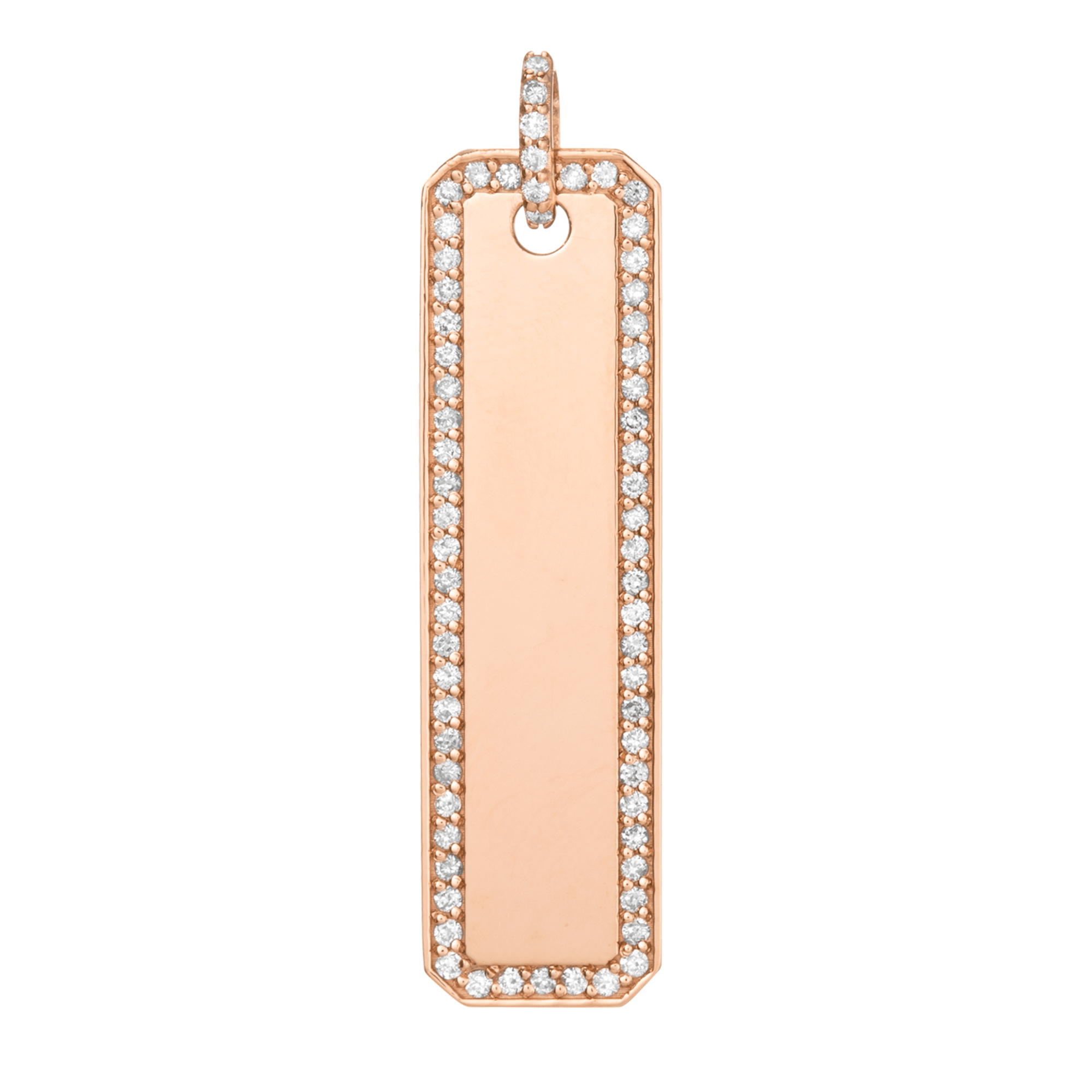 14K Long Lab Diamond Outlined Dog Tag - Nolita