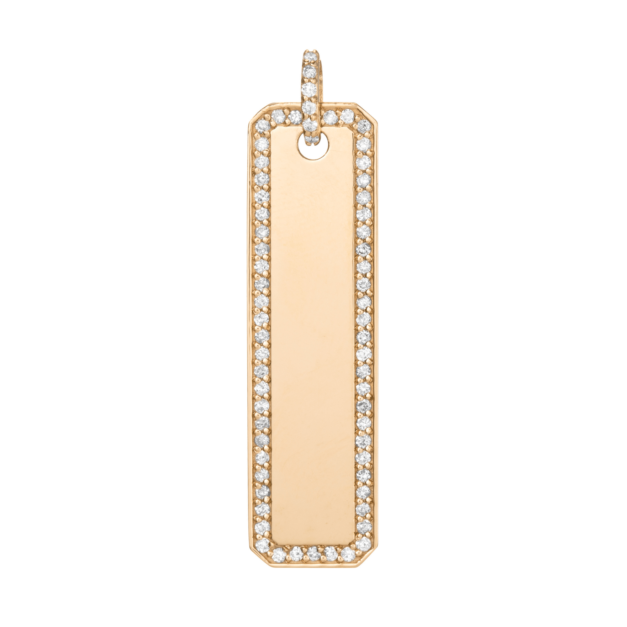 14K Long Lab Diamond Outlined Dog Tag - Nolita