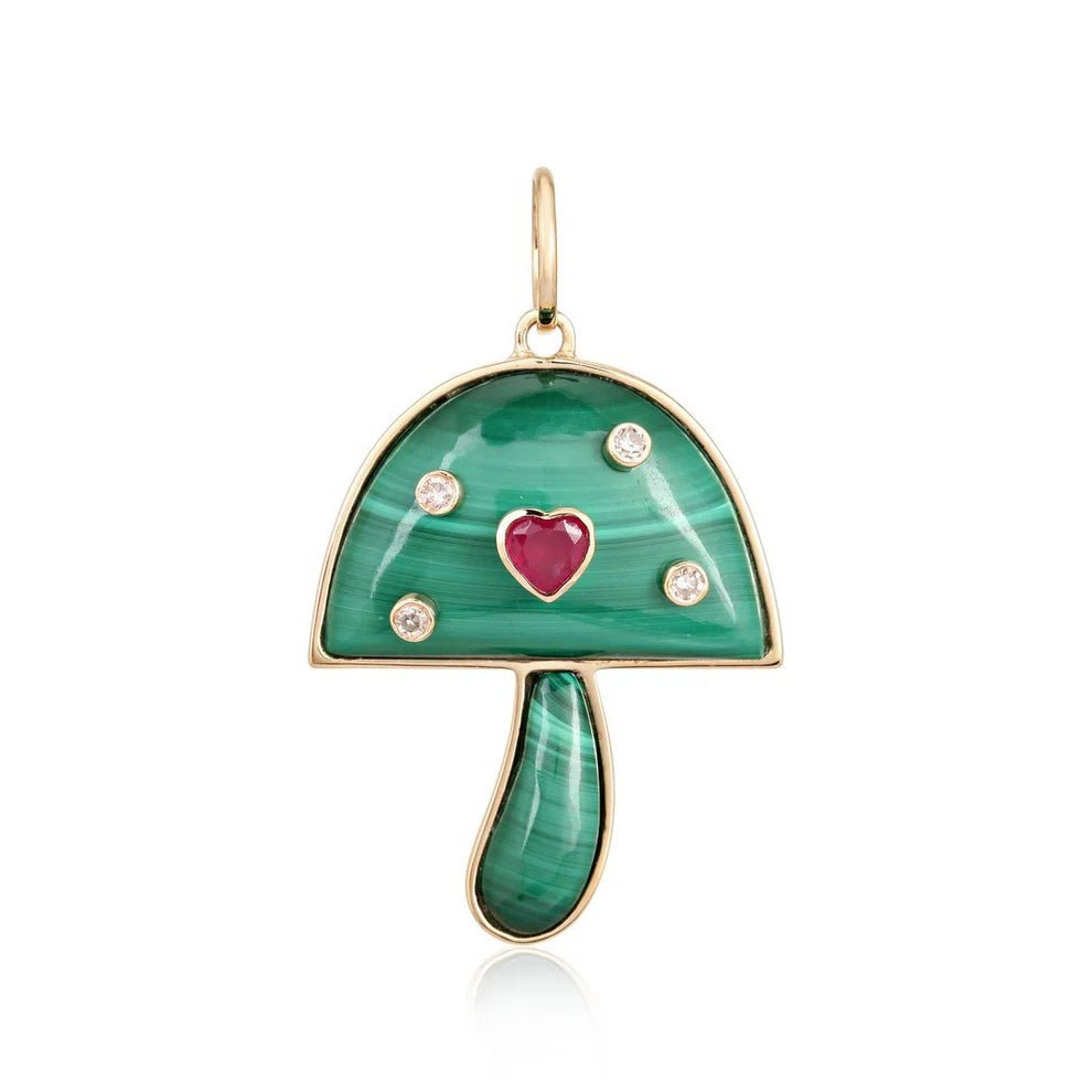 14K Malachite Mushroom Charm - Nolita