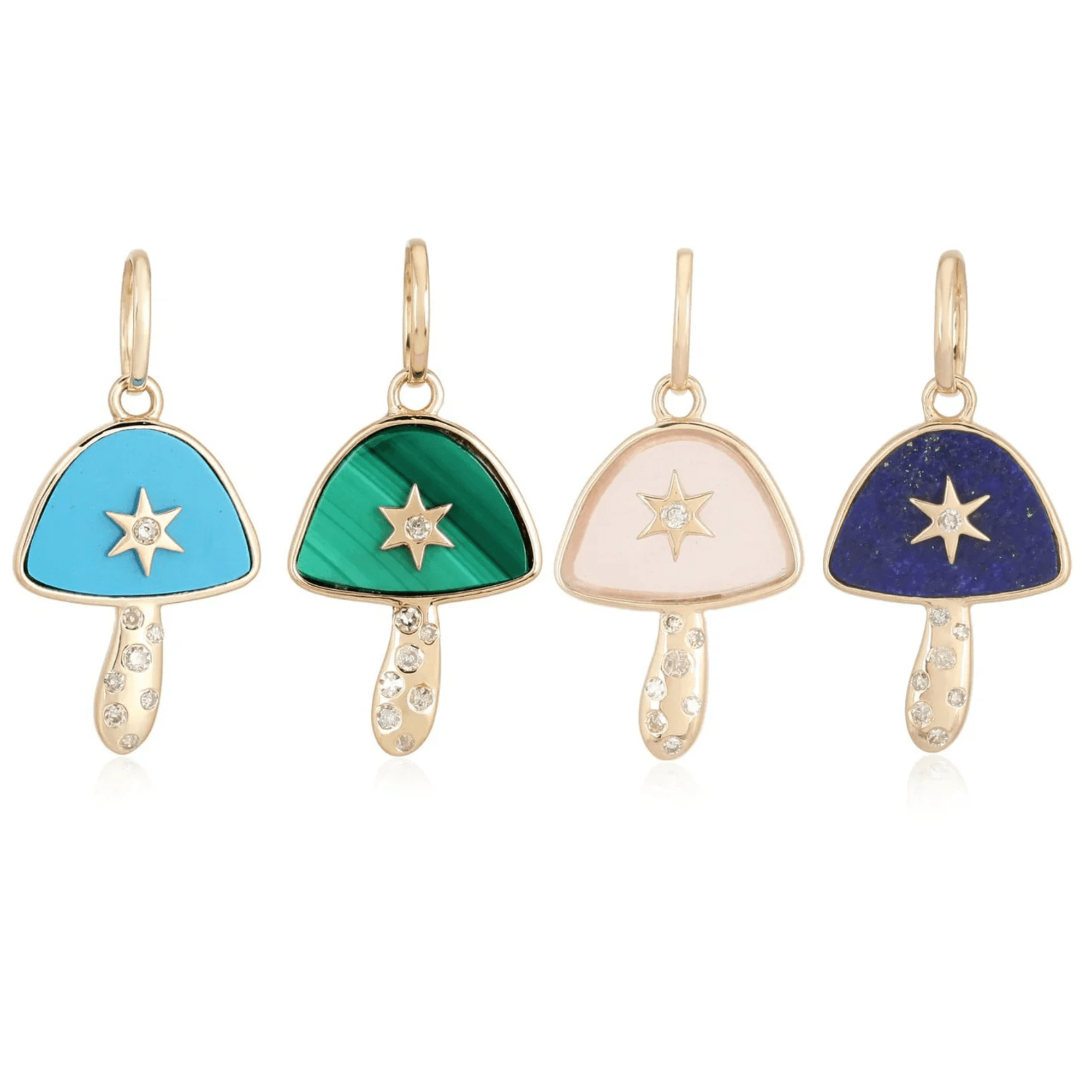 14K Malachite Mushroom Charm - Nolita