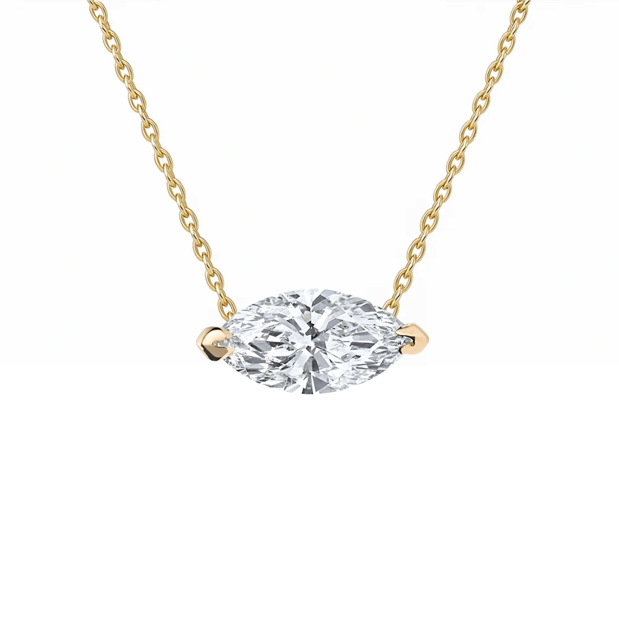 14K Marquise Lab Grown Diamond Solitaire Necklace - Nolita