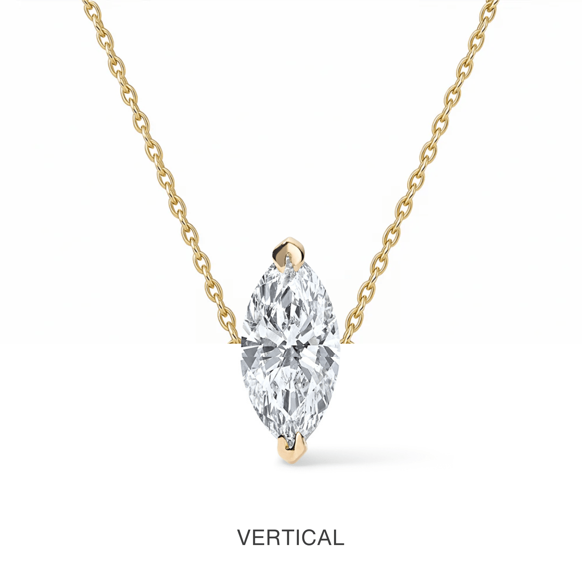 14K Marquise Lab Grown Diamond Solitaire Necklace - Nolita