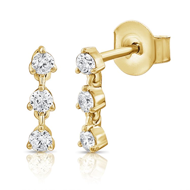 14K Mini Diamond Drop Studs - Nolita