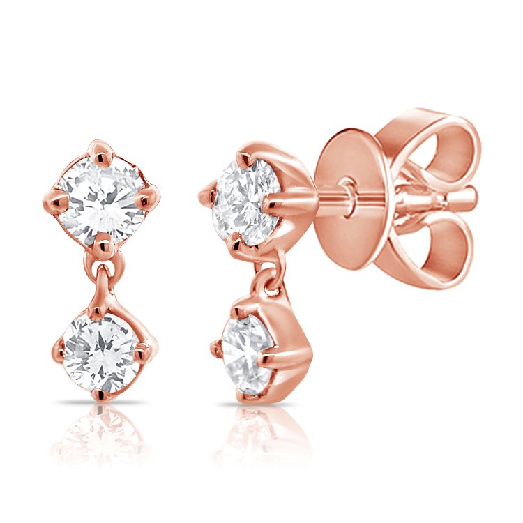14K Mini Diamond Drop Studs - Nolita