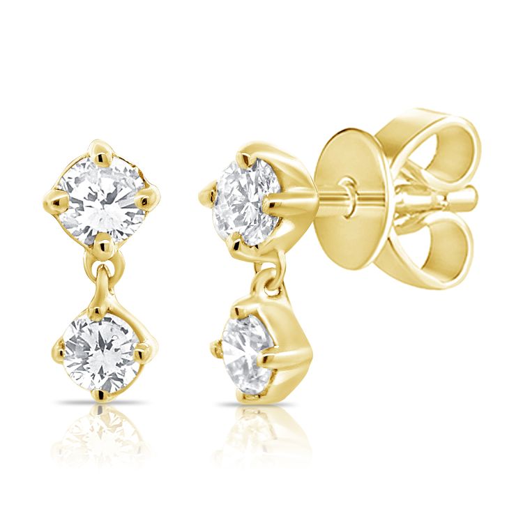 14K Mini Diamond Drop Studs - Nolita