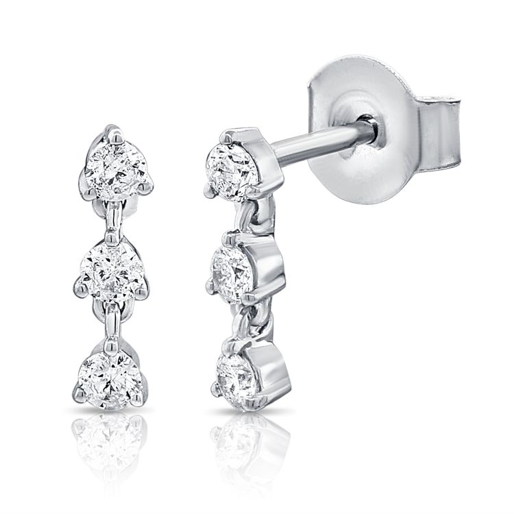14K Mini Diamond Drop Studs - Nolita
