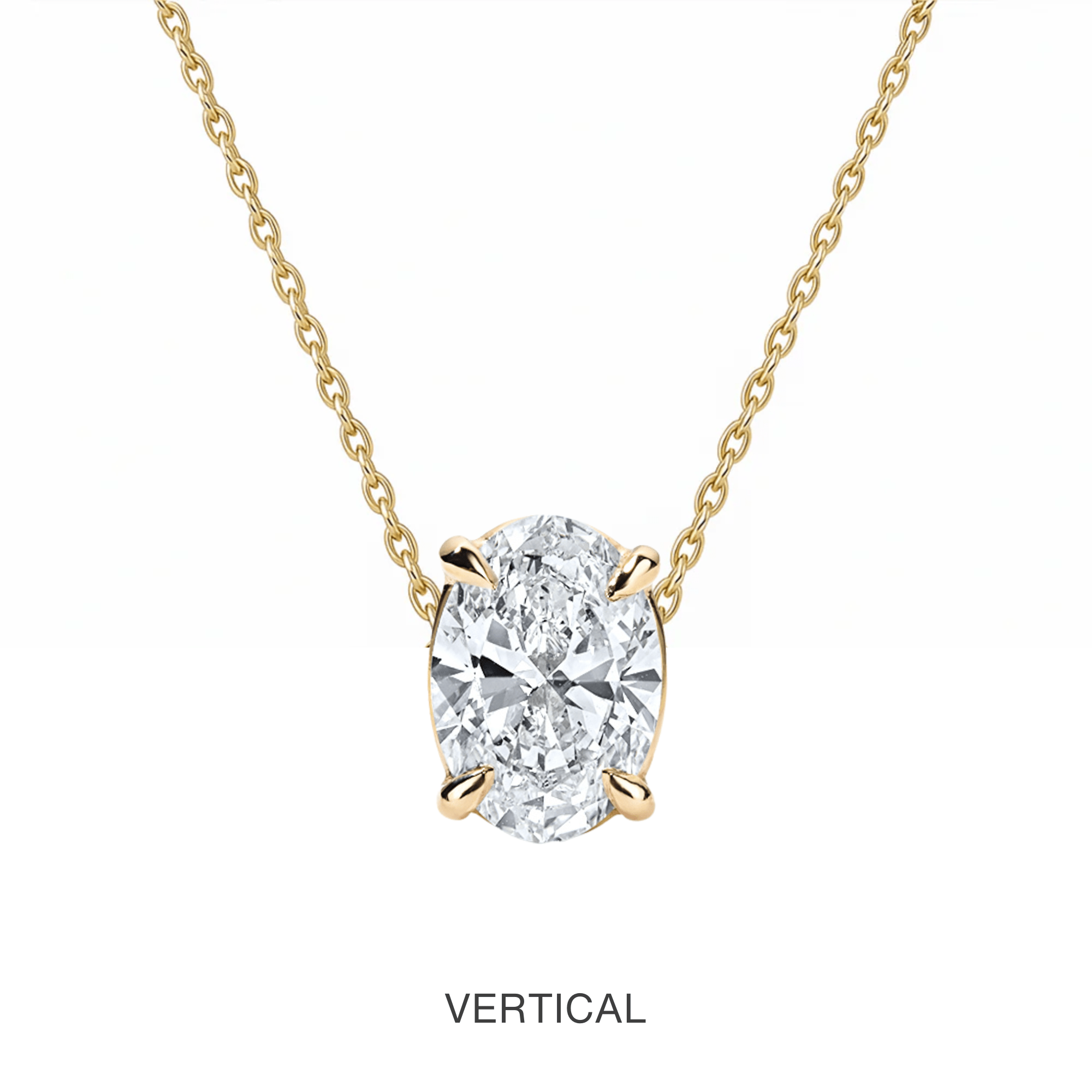 14K Oval Lab Grown Diamond Solitaire Necklace - Nolita