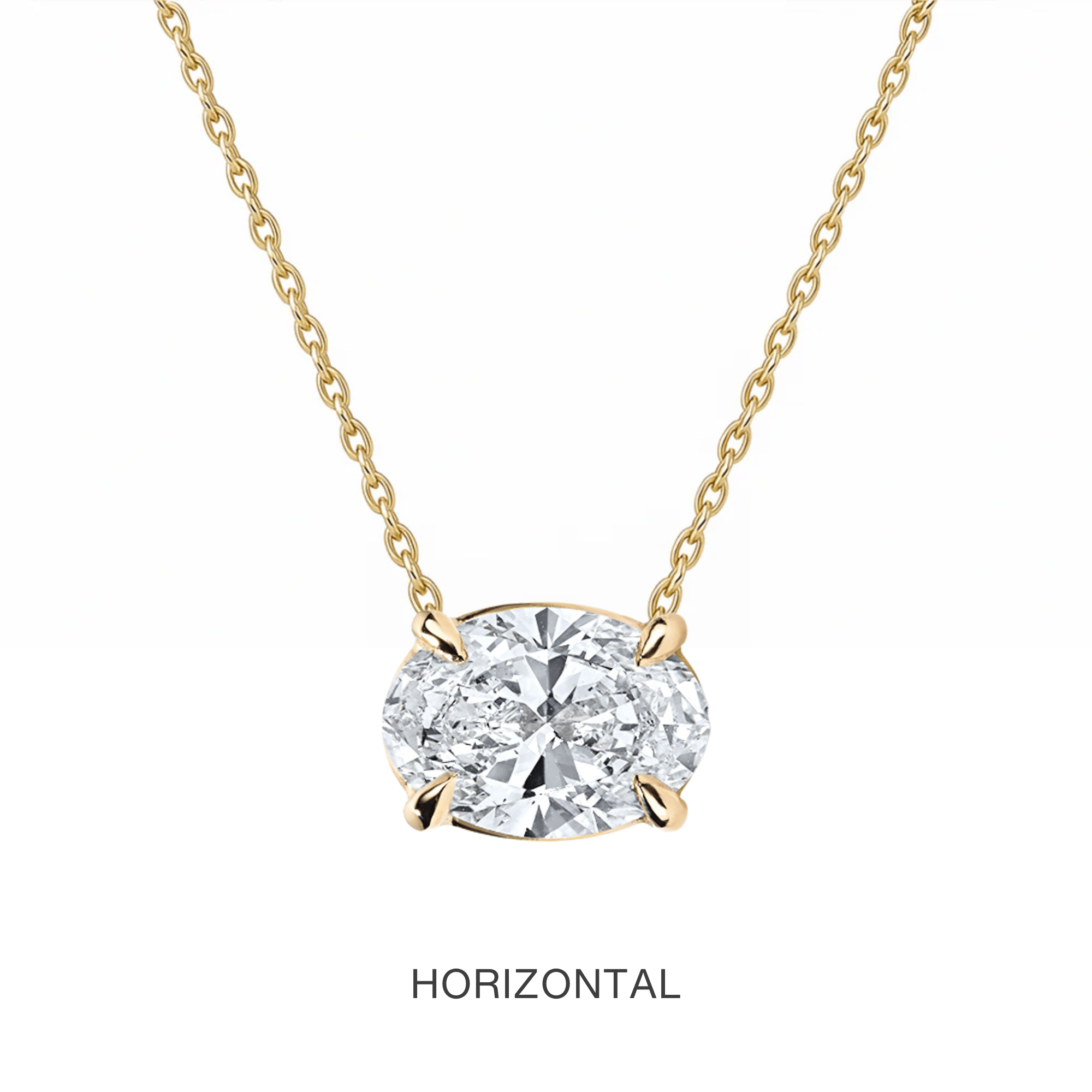 14K Oval Lab Grown Diamond Solitaire Necklace - Nolita