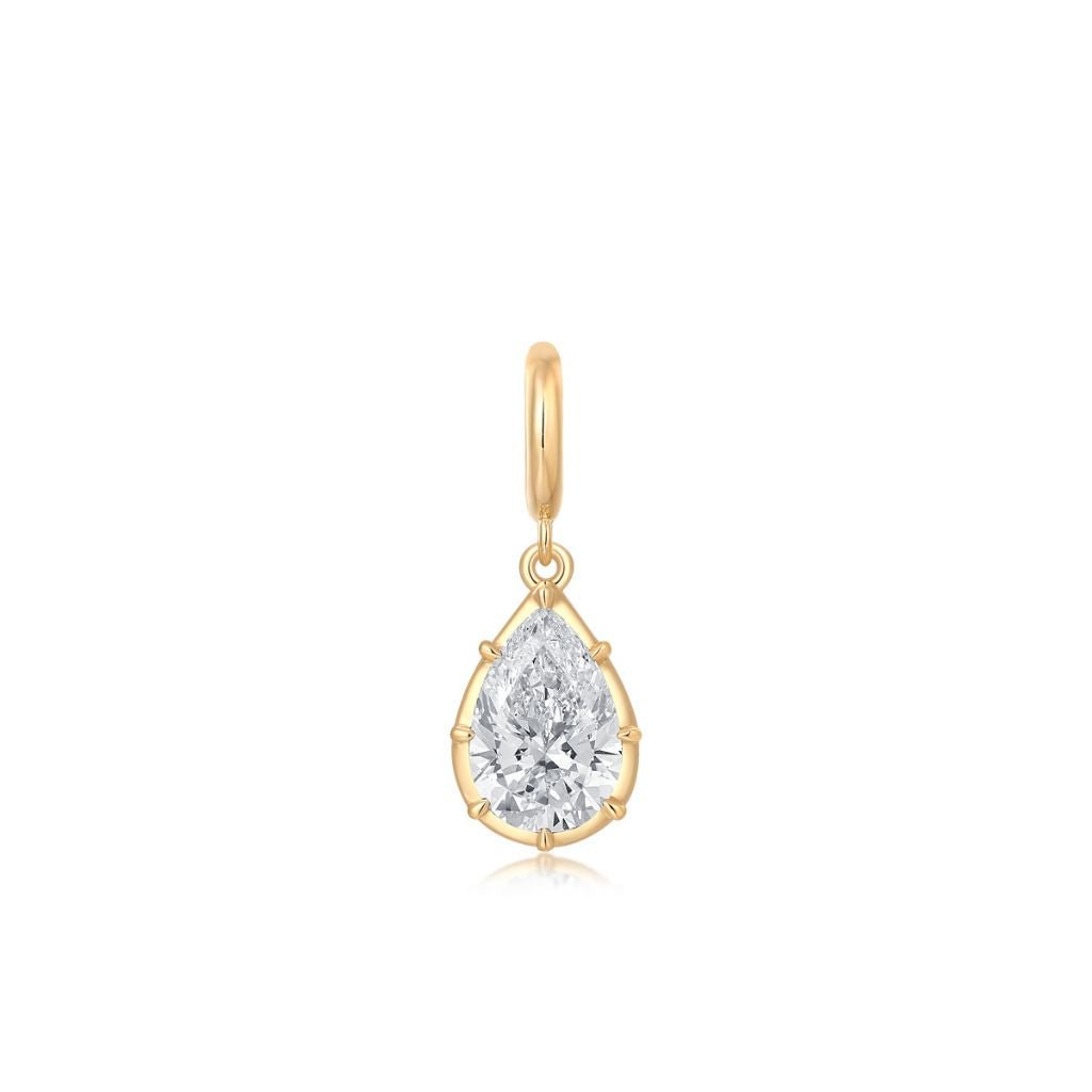14K Pear Georgian Lab Grown Diamond Pendant - Nolita